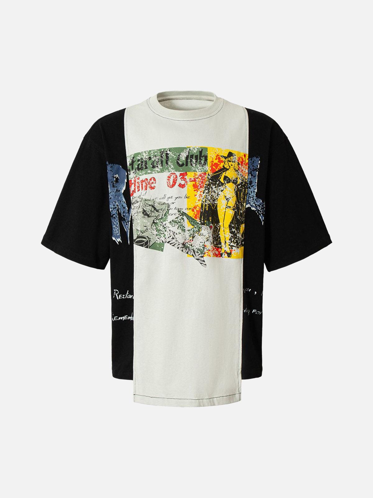 Concert Outfit Spliced Deconstruction Print T-Shirt