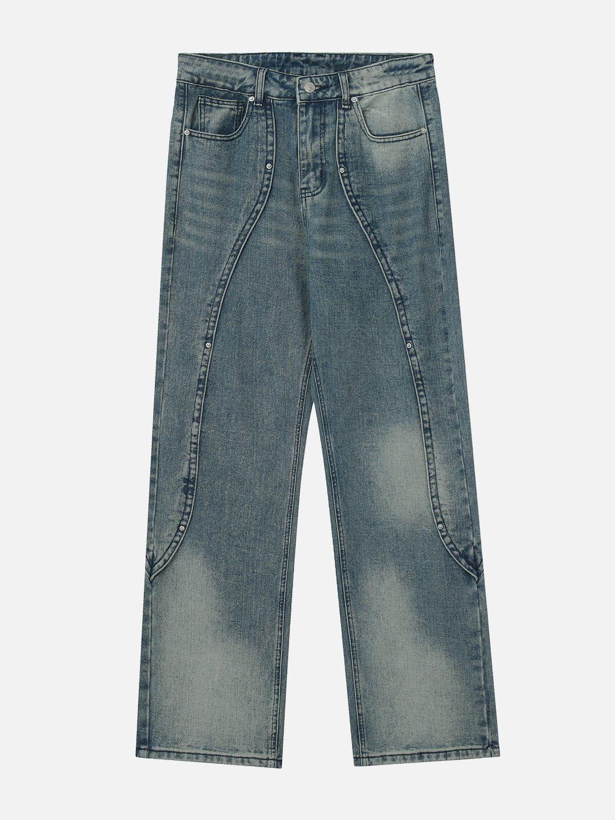 Concert Outfit Splicing Water-Wash Jeans