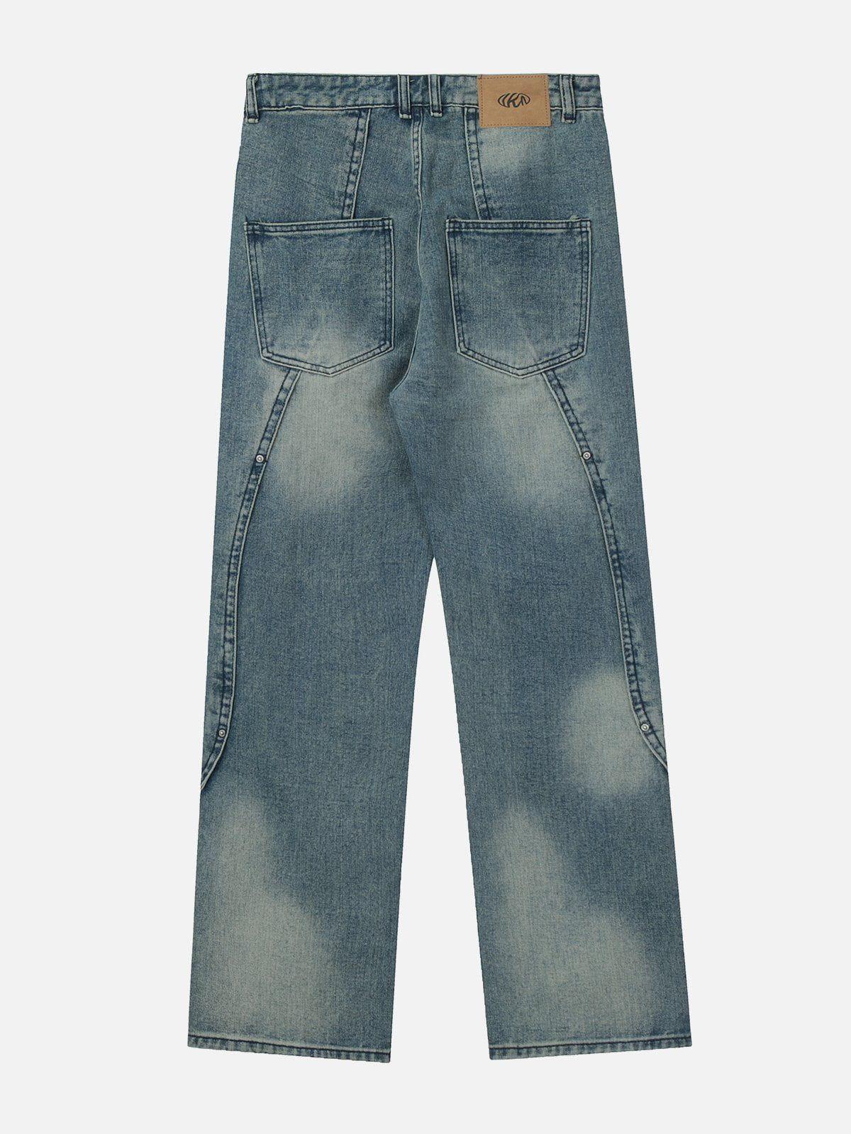 Concert Outfit Splicing Water-Wash Jeans