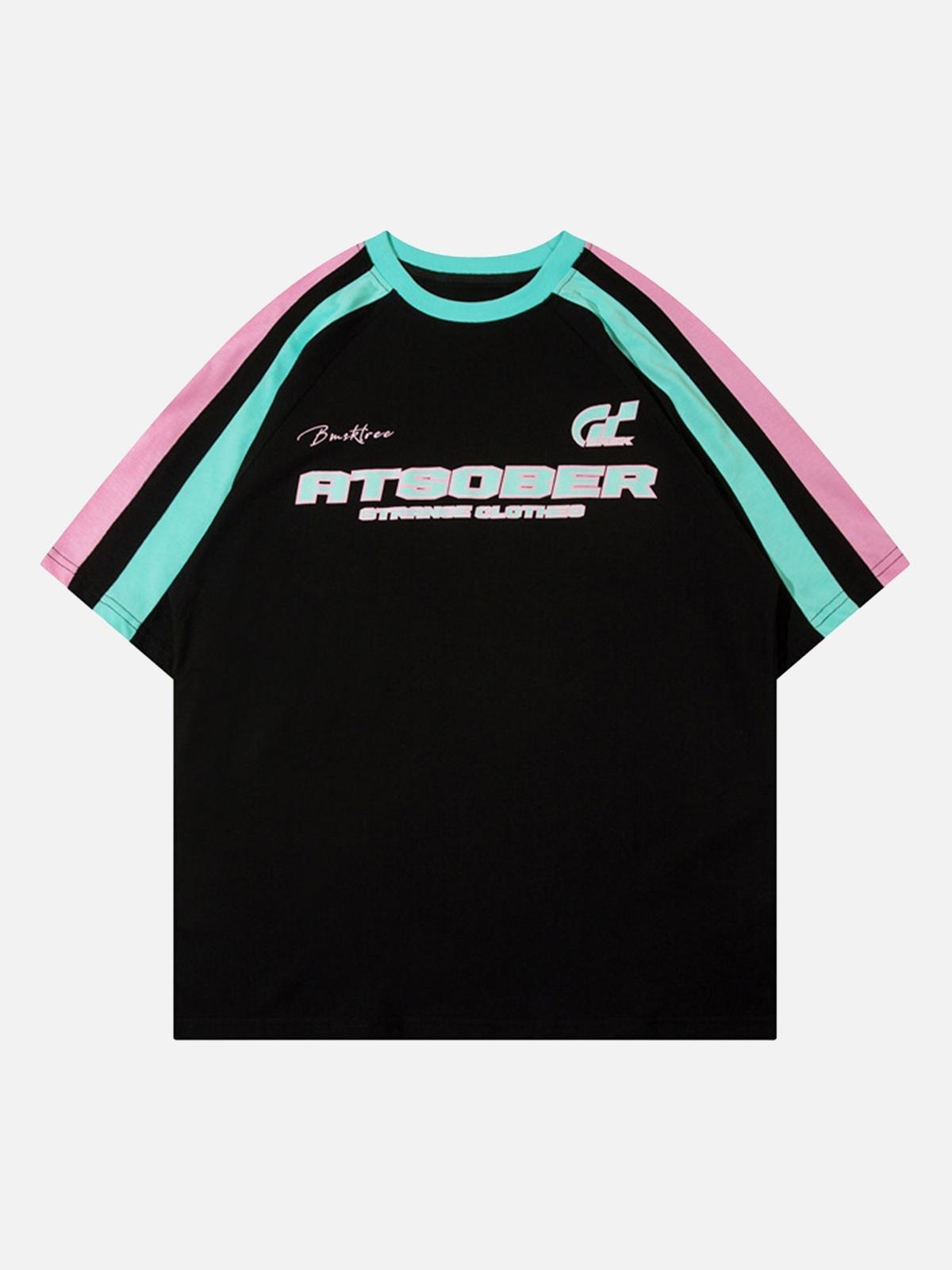 Concert Outfit Sports Style Color-Blocked Splicing T-Shirt