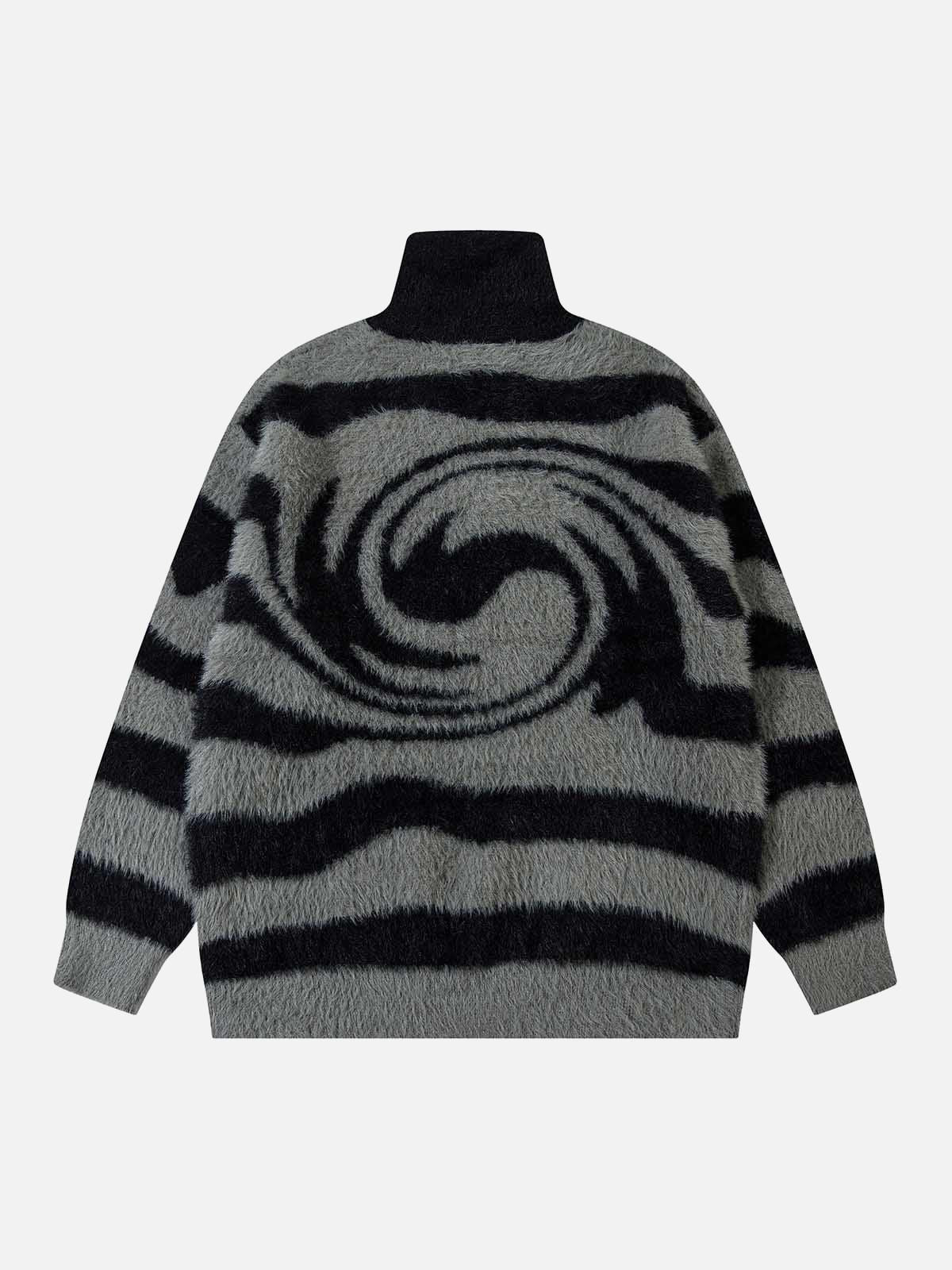 Concert Outfit Stand Collar Striped Zip Up Fleece Sweater