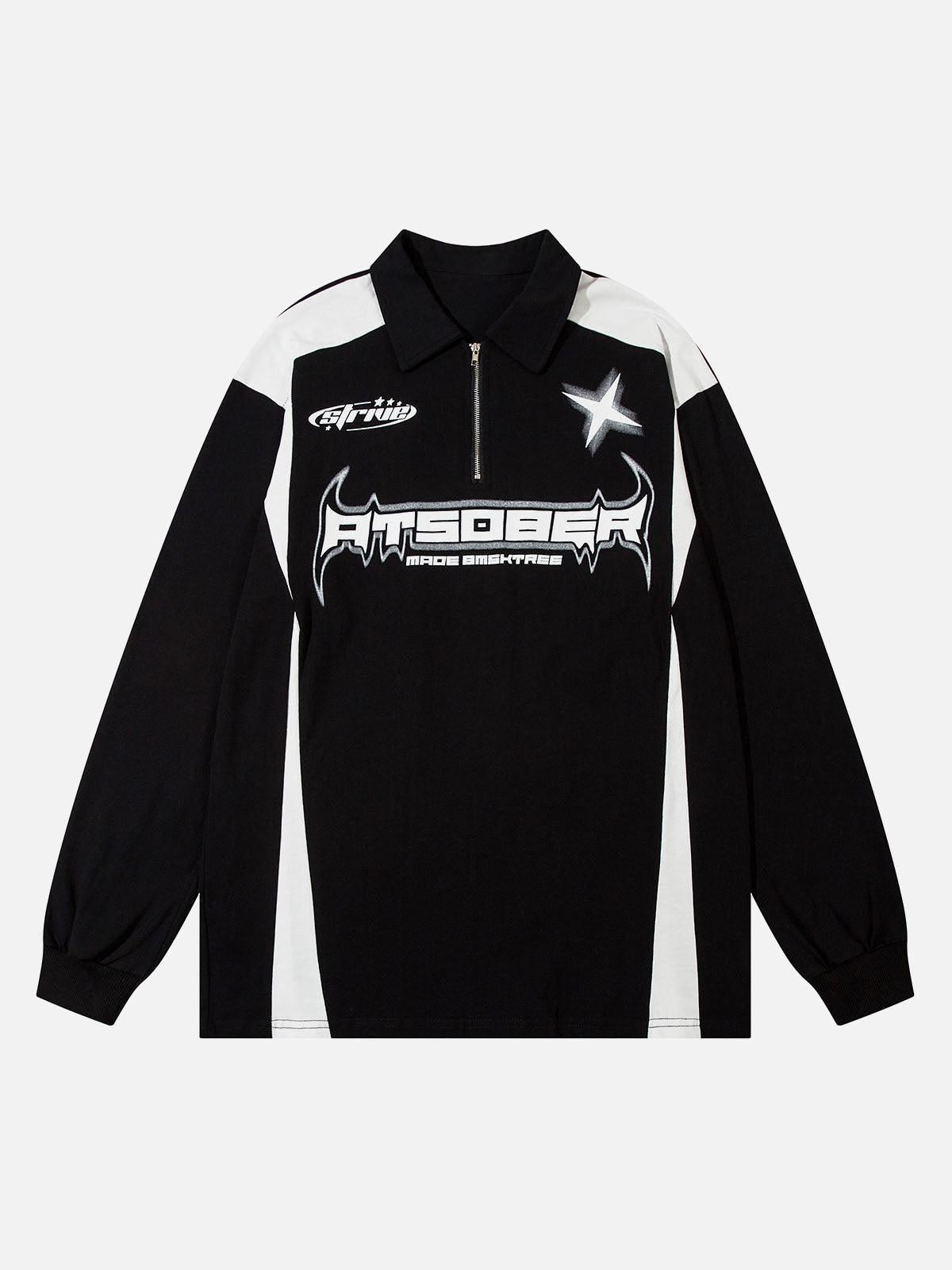 Concert Outfit Star Color-Blocking Long Sleeve Quarter Zipper Shirt