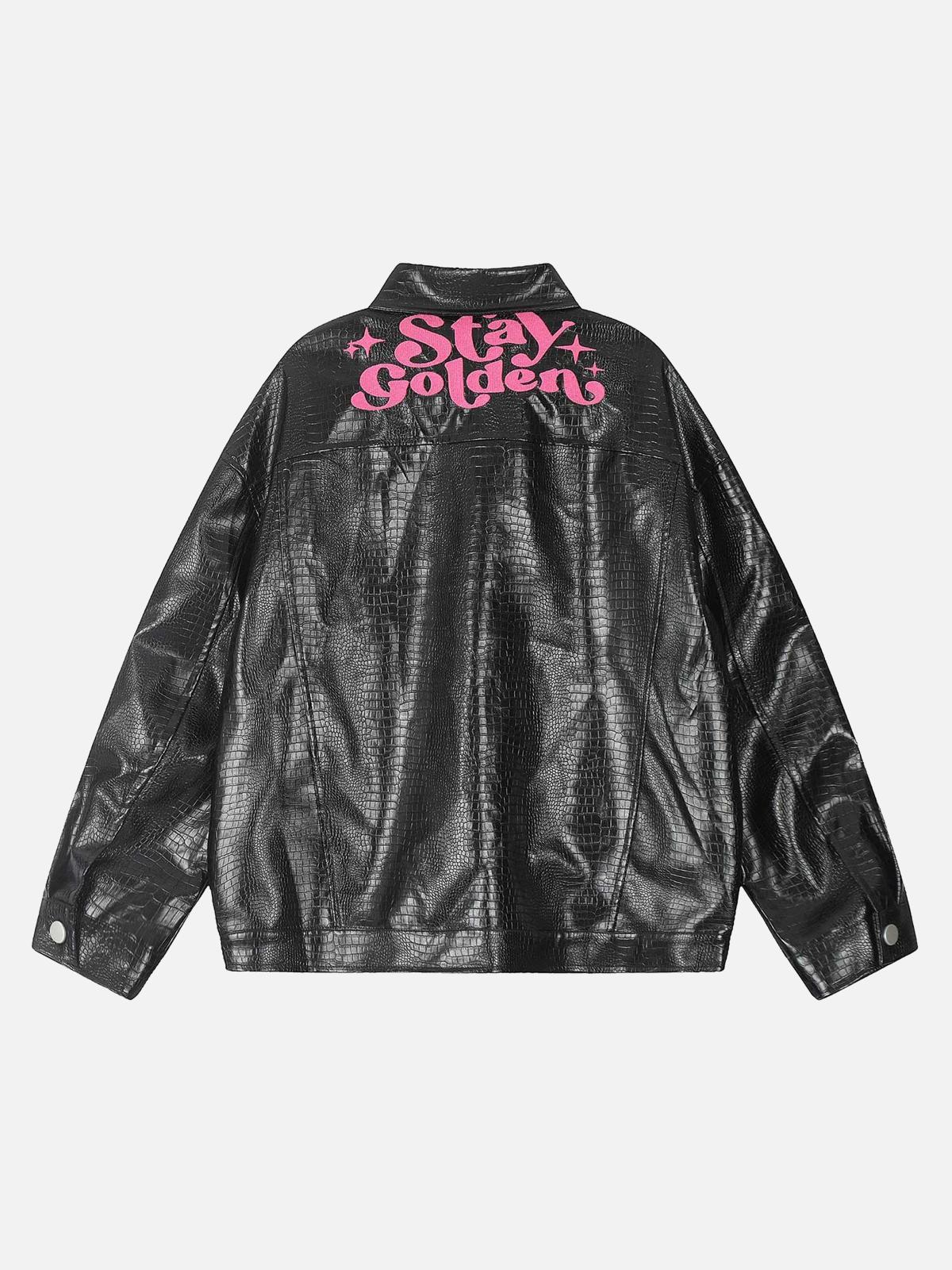 Concert Outfit Star Embroidered PU Leather Jacket
