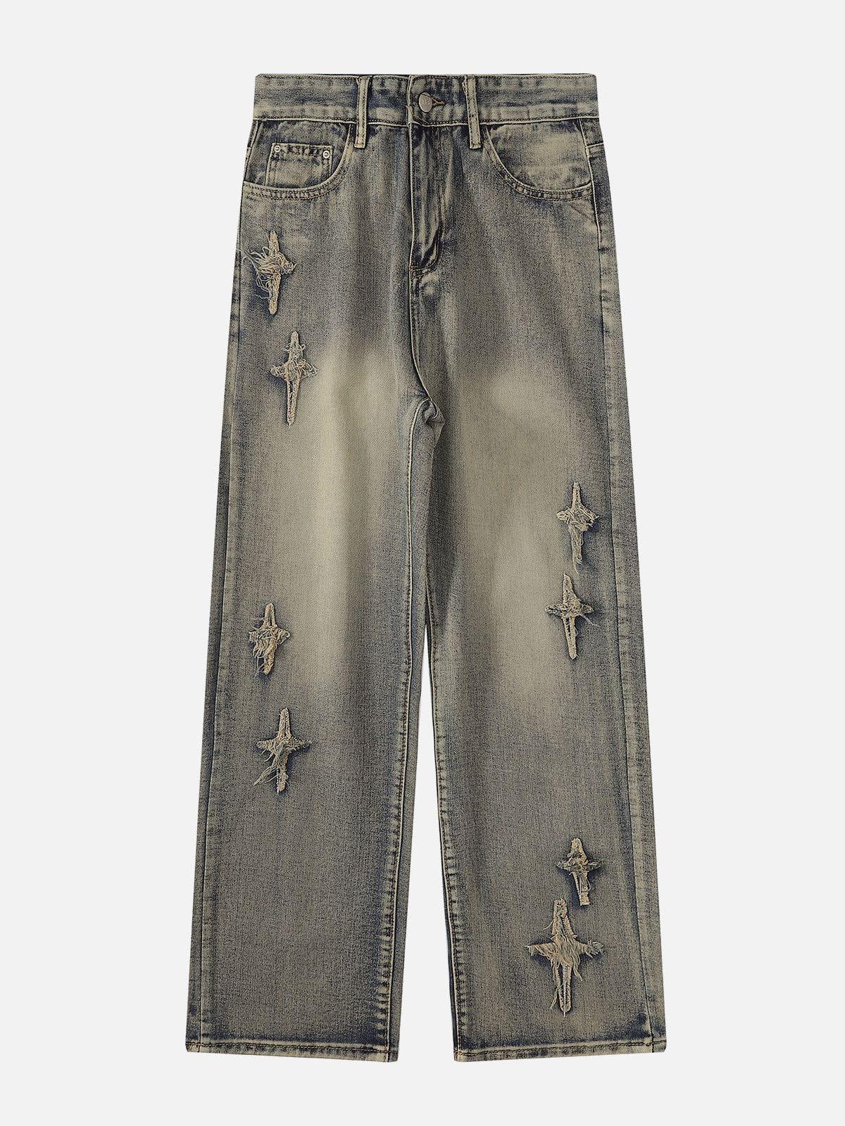 Concert Outfit Star Embroidered Washed Jeans
