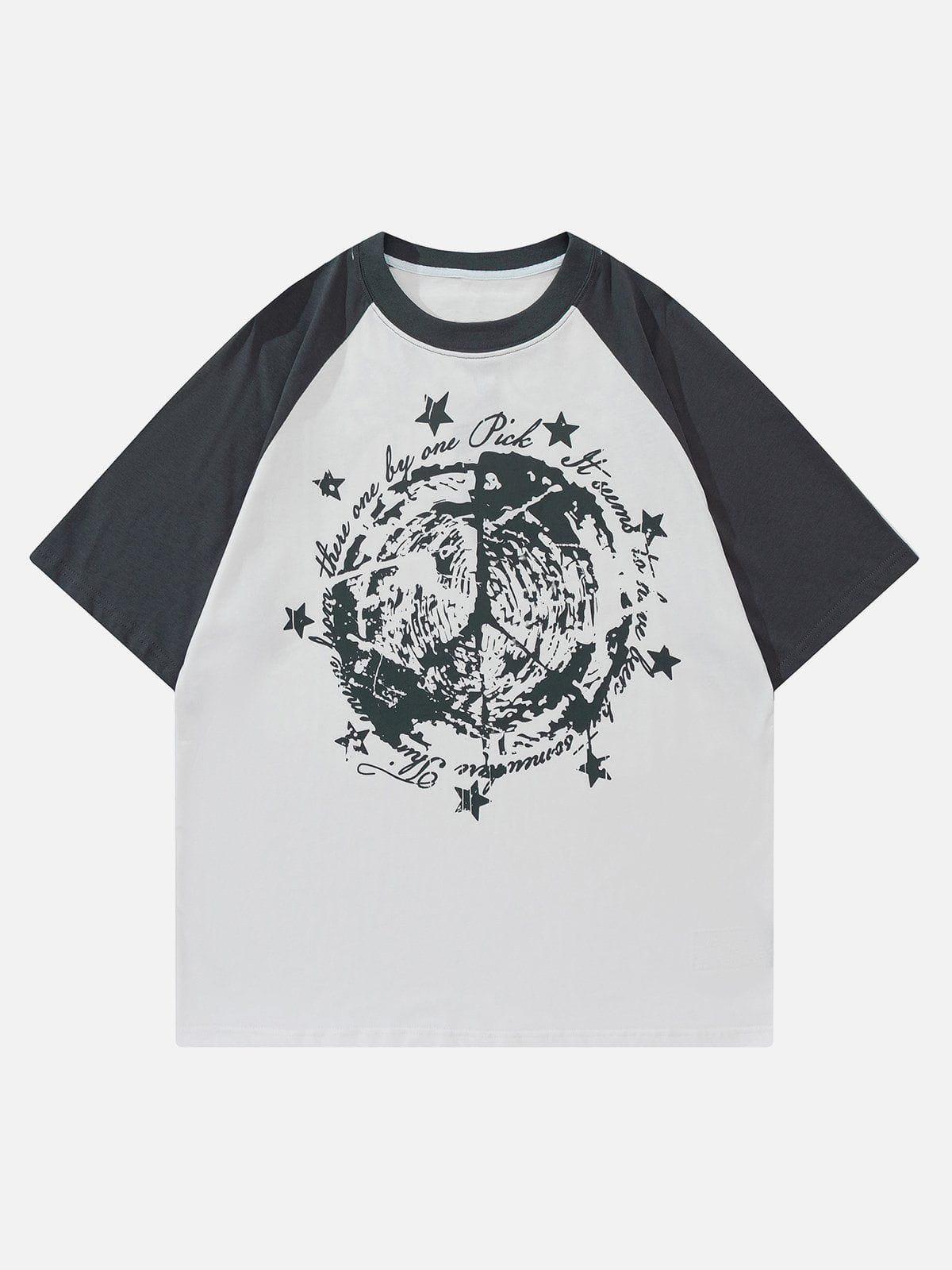 Concert Outfit Star Gothic Leeter Print Tee
