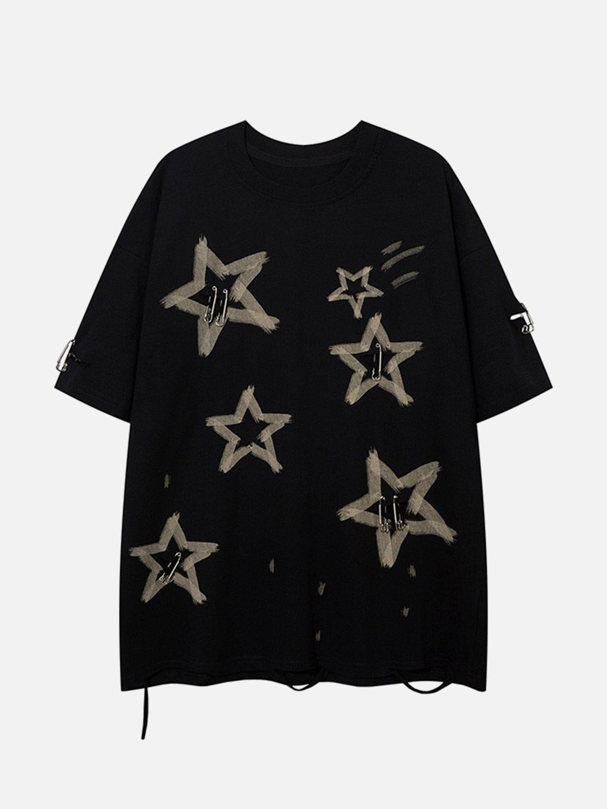 Concert Outfit Star Graffiti Distressed Tee