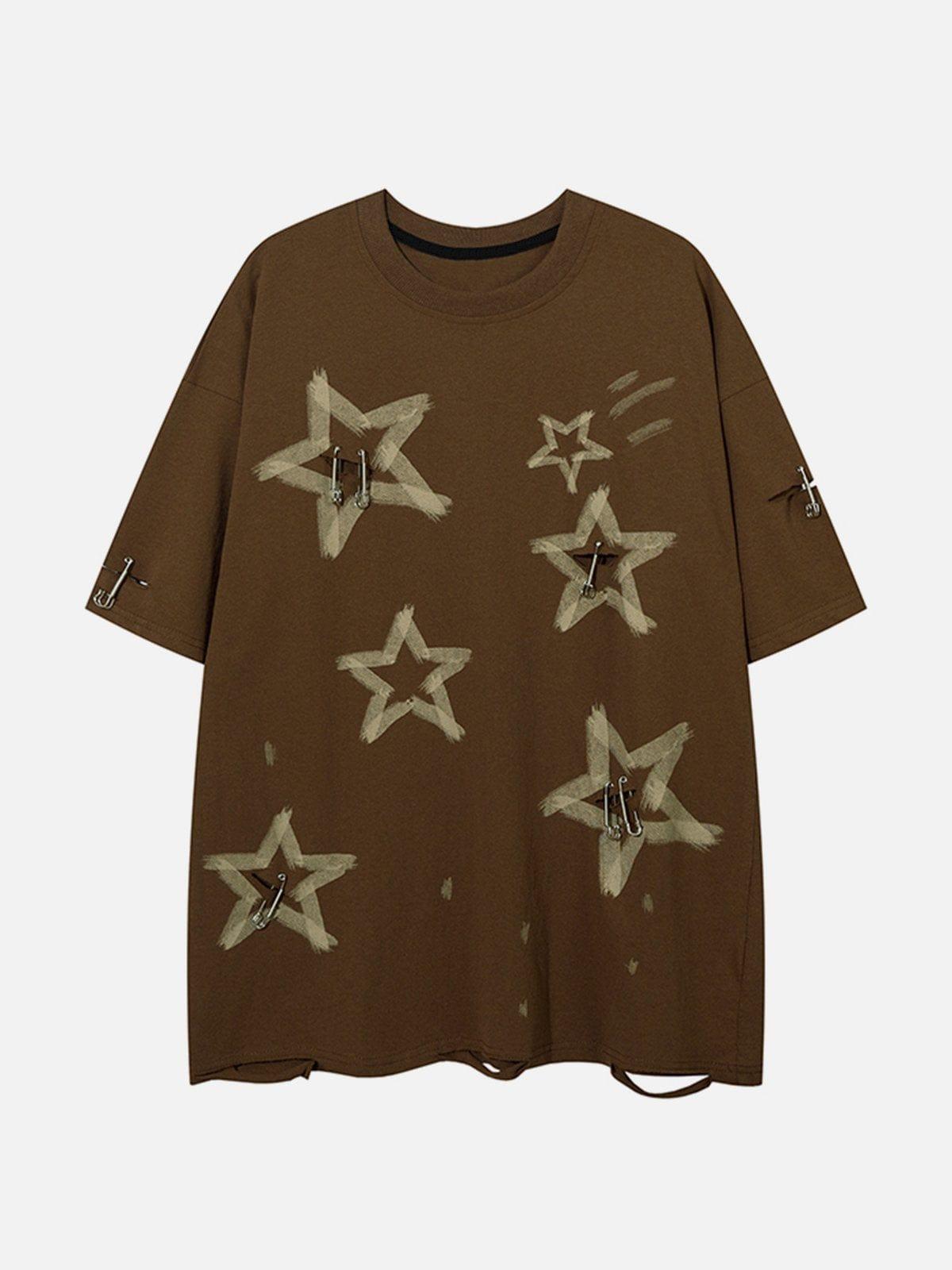 Concert Outfit Star Graffiti Distressed Tee