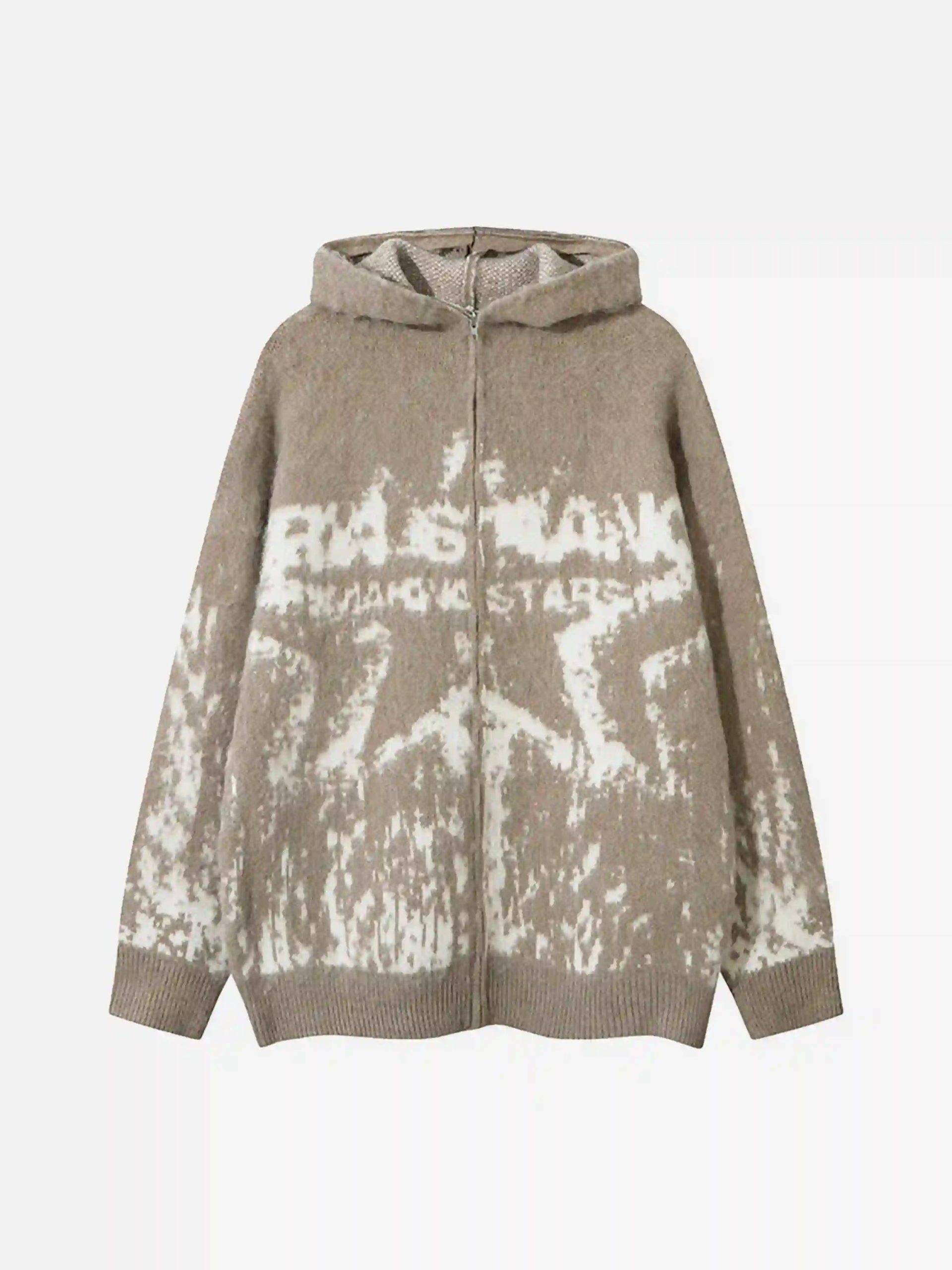 Concert Outfit Star Graffiti Knitted Zip-Up Hoodie