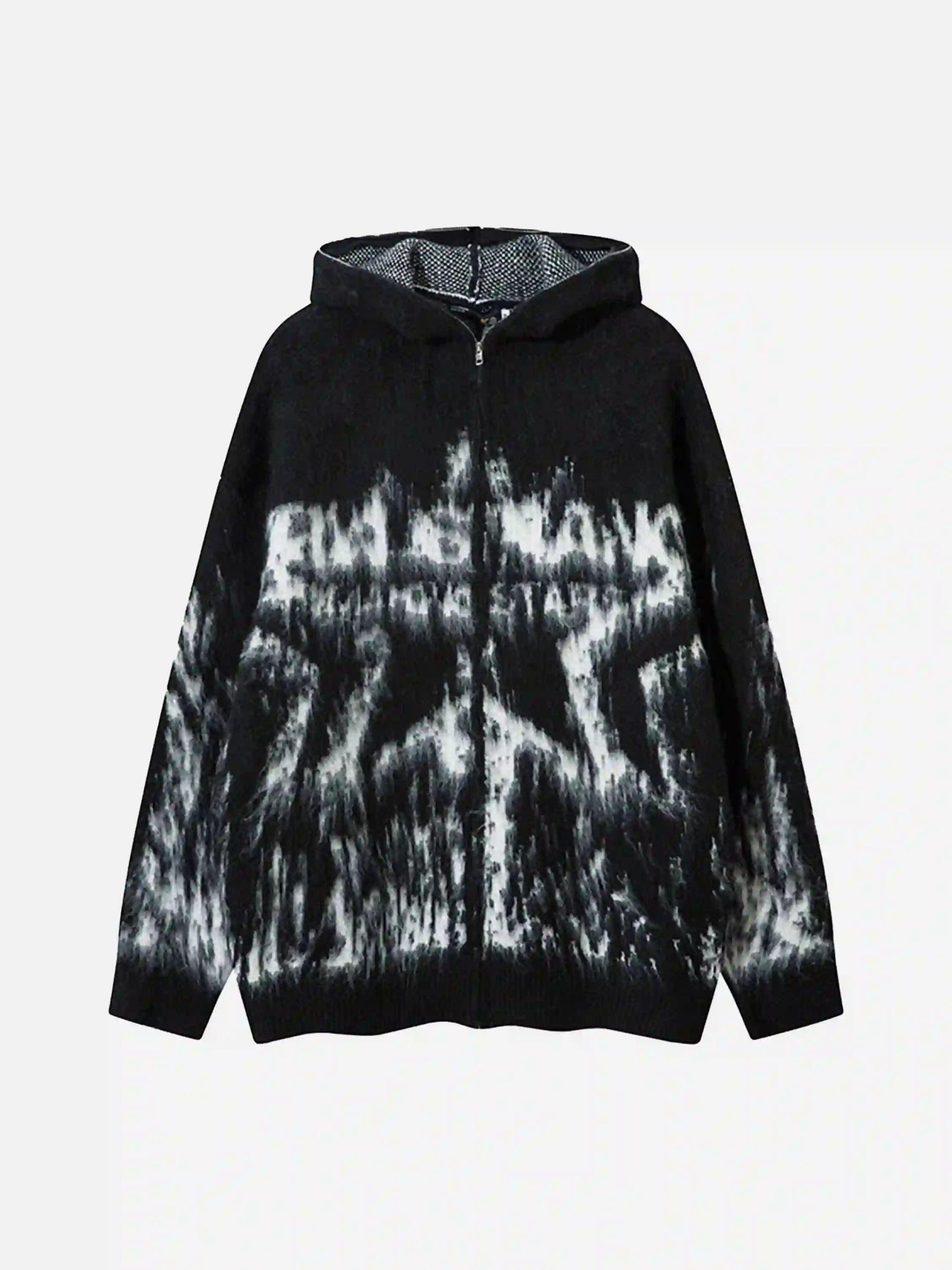 Concert Outfit Star Graffiti Knitted Zip-Up Hoodie