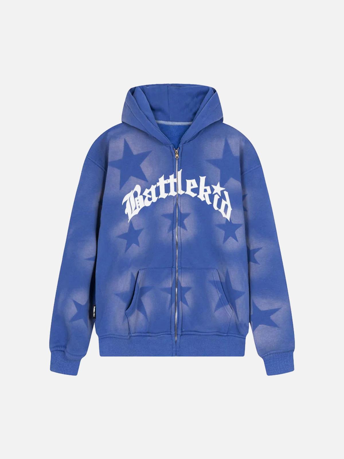 Concert Outfit Star Letter Print Zipper Hoodie Jacket