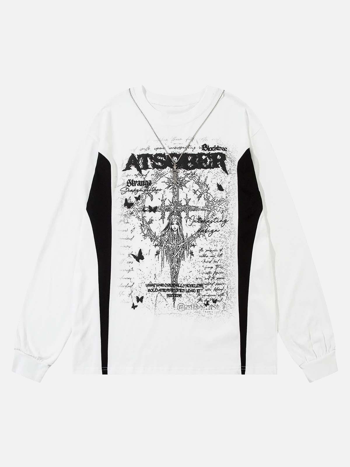 Concert Outfit Star Necklace Cross Graphic Long Sleeve T-Shirt