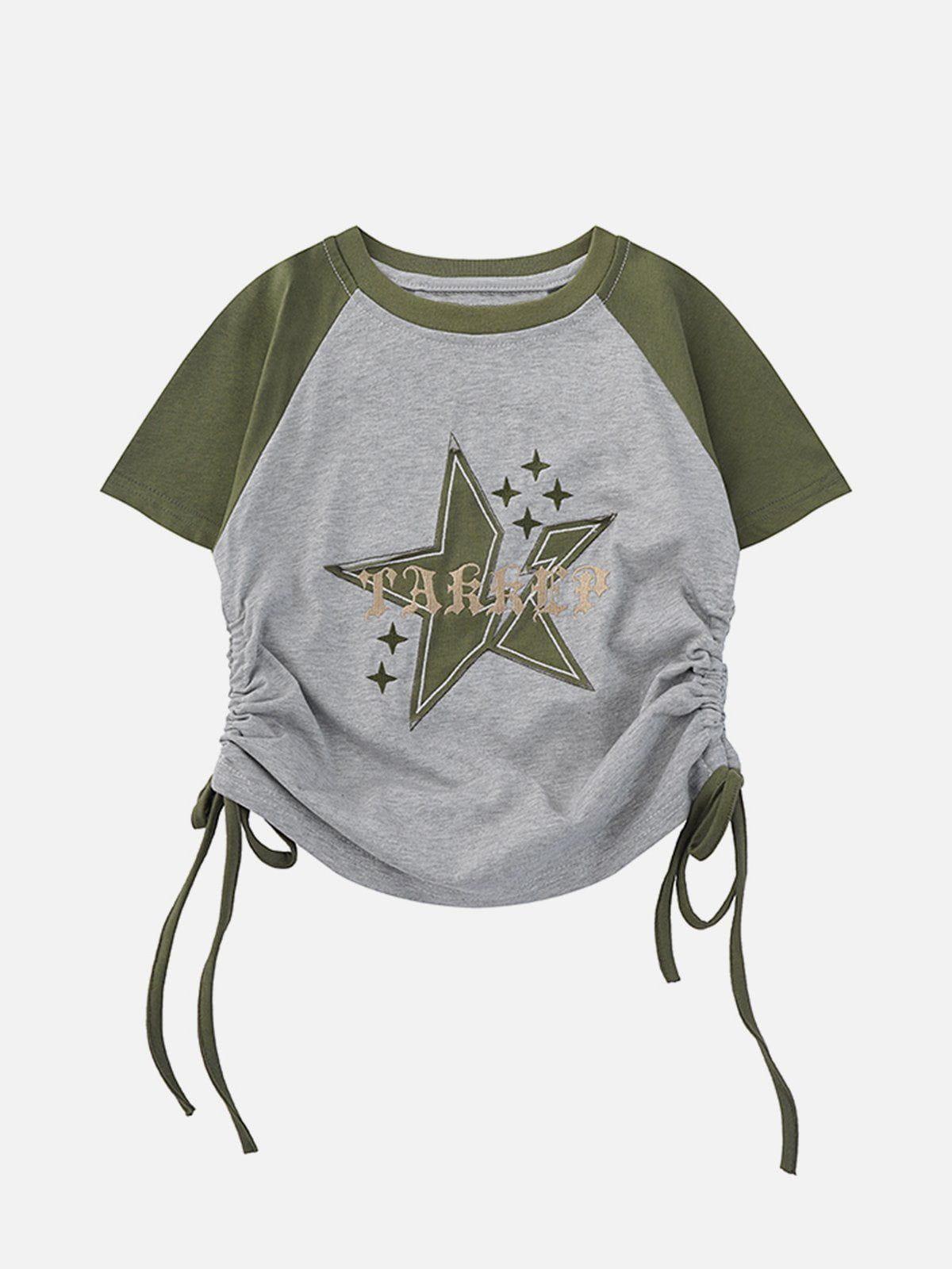 Concert Outfit Star Printing Drawstring Tee