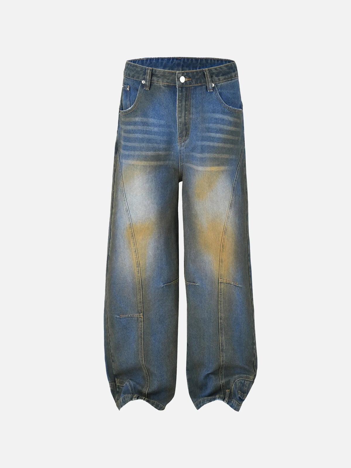 Concert Outfit Straight-Leg Patchwork Mud-Dyed Jeans