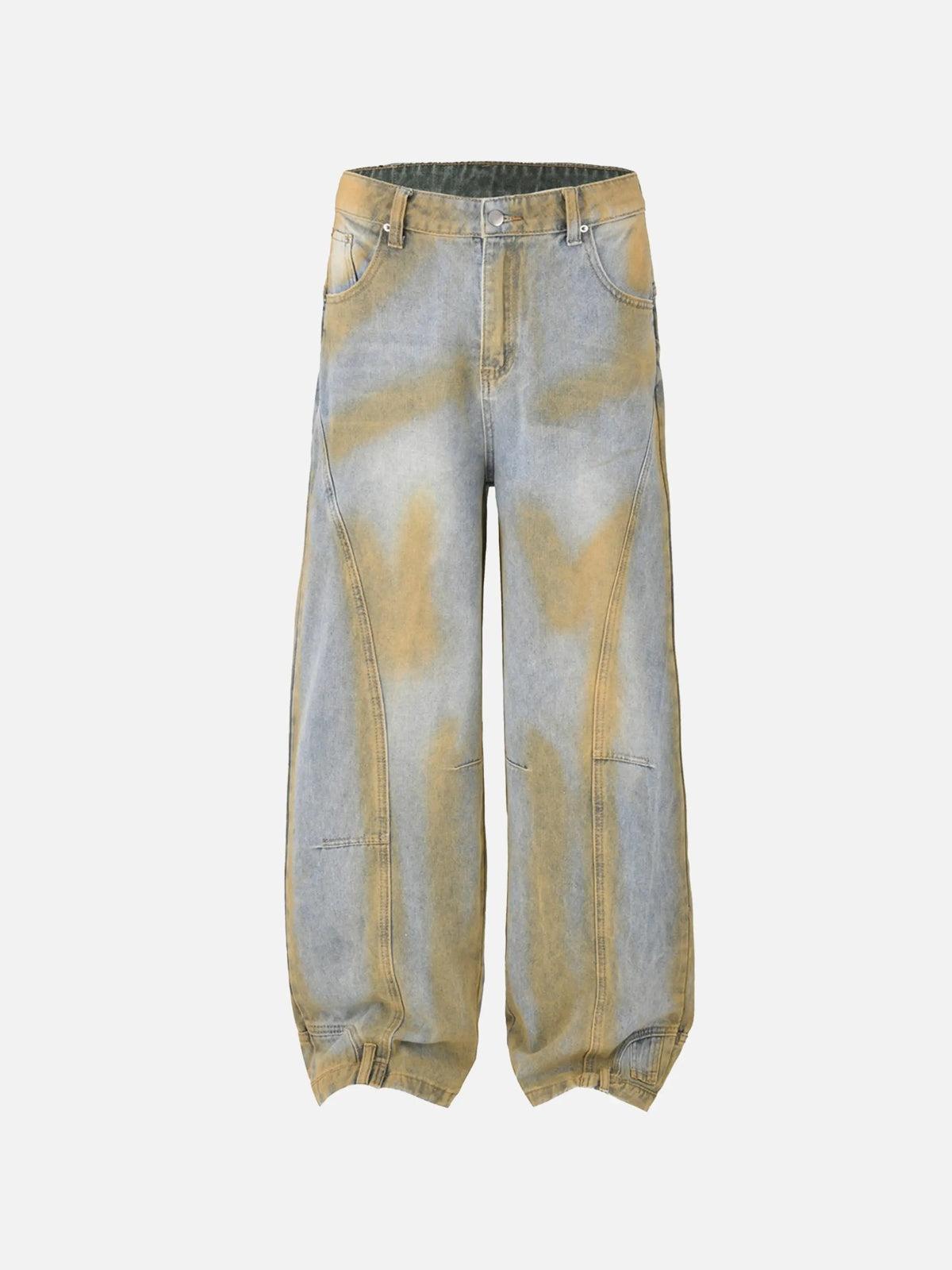 Concert Outfit Straight-Leg Patchwork Mud-Dyed Jeans