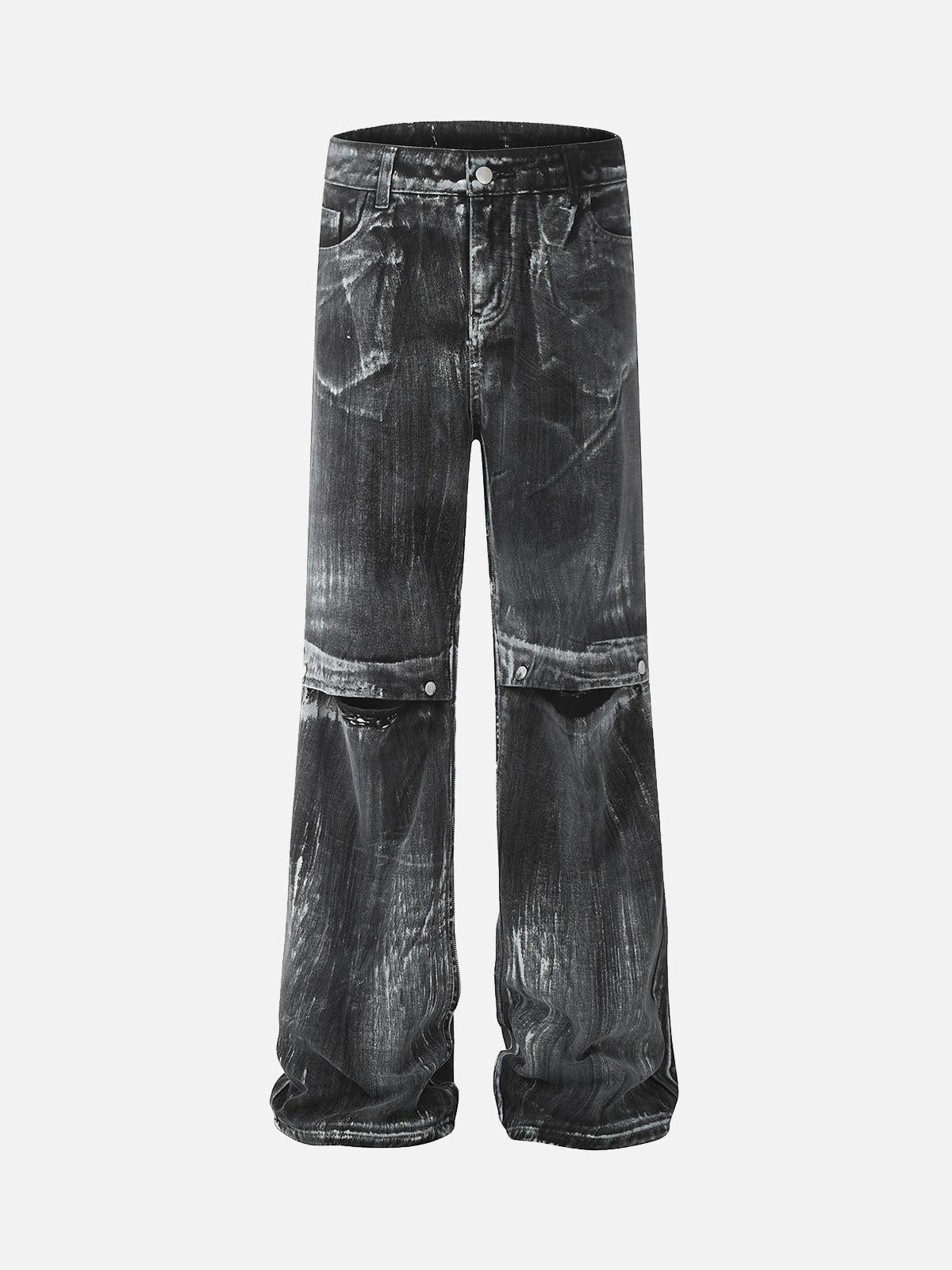 Concert Outfit Street Batik Deconstructed Split Jeans