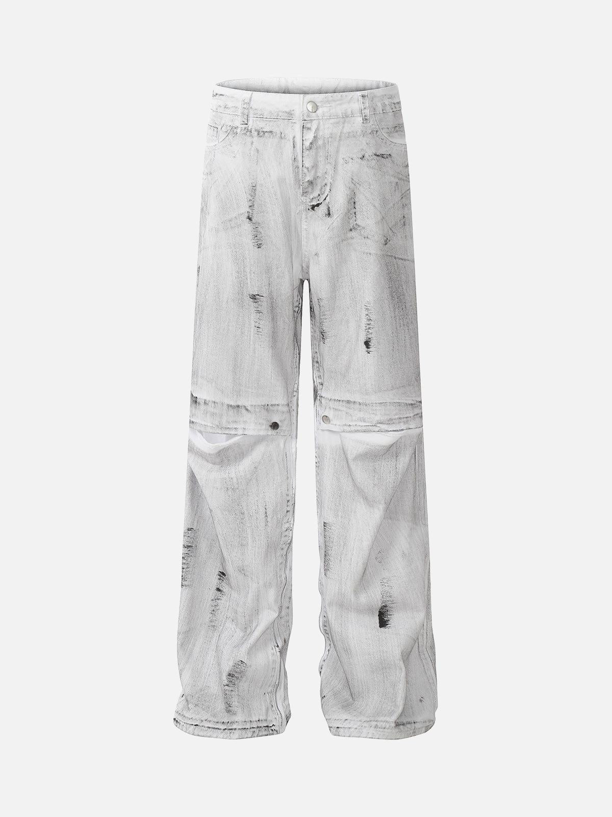 Concert Outfit Street Batik Deconstructed Split Jeans