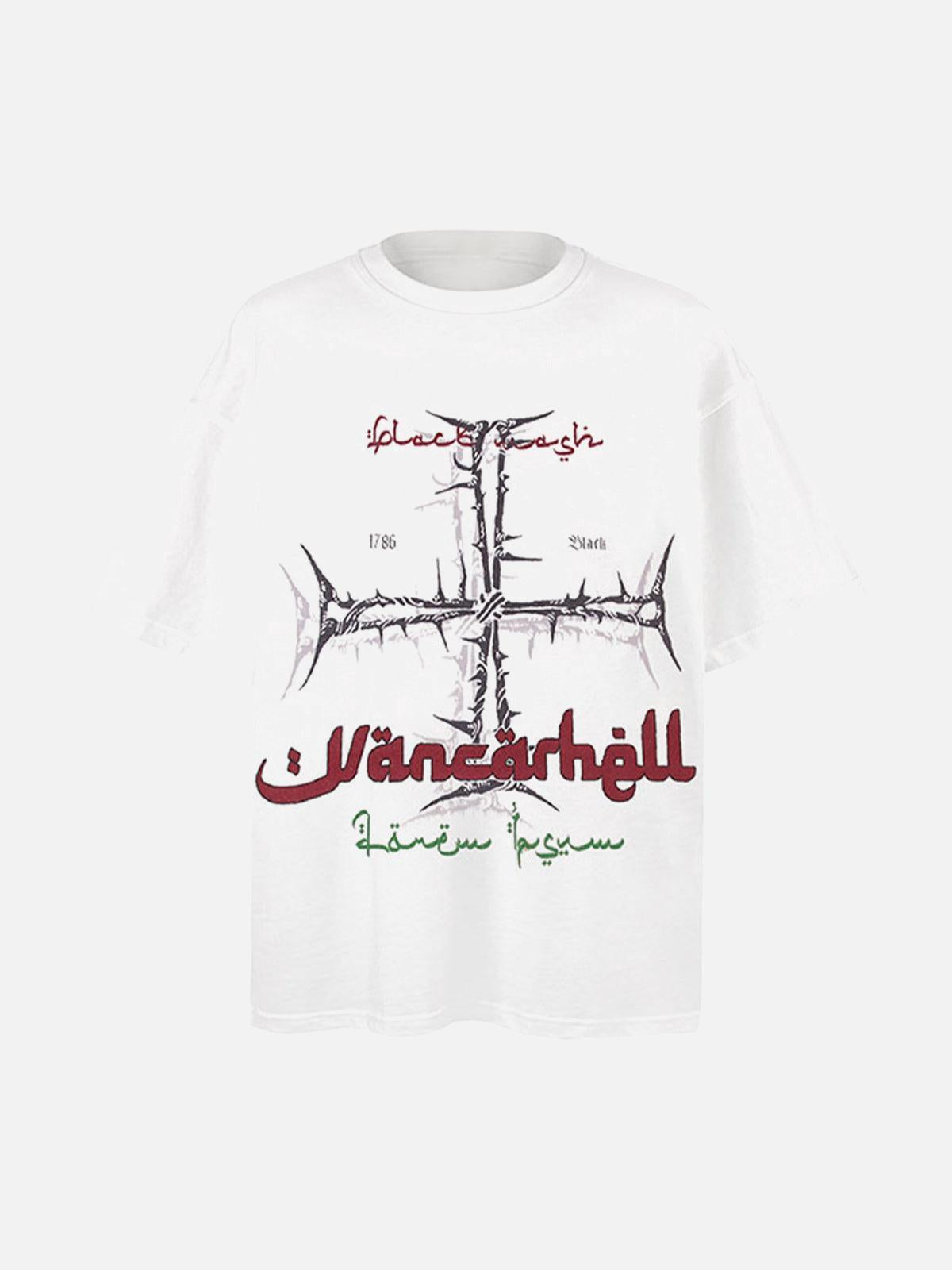 Concert Outfit Street Cross Print T-Shirt