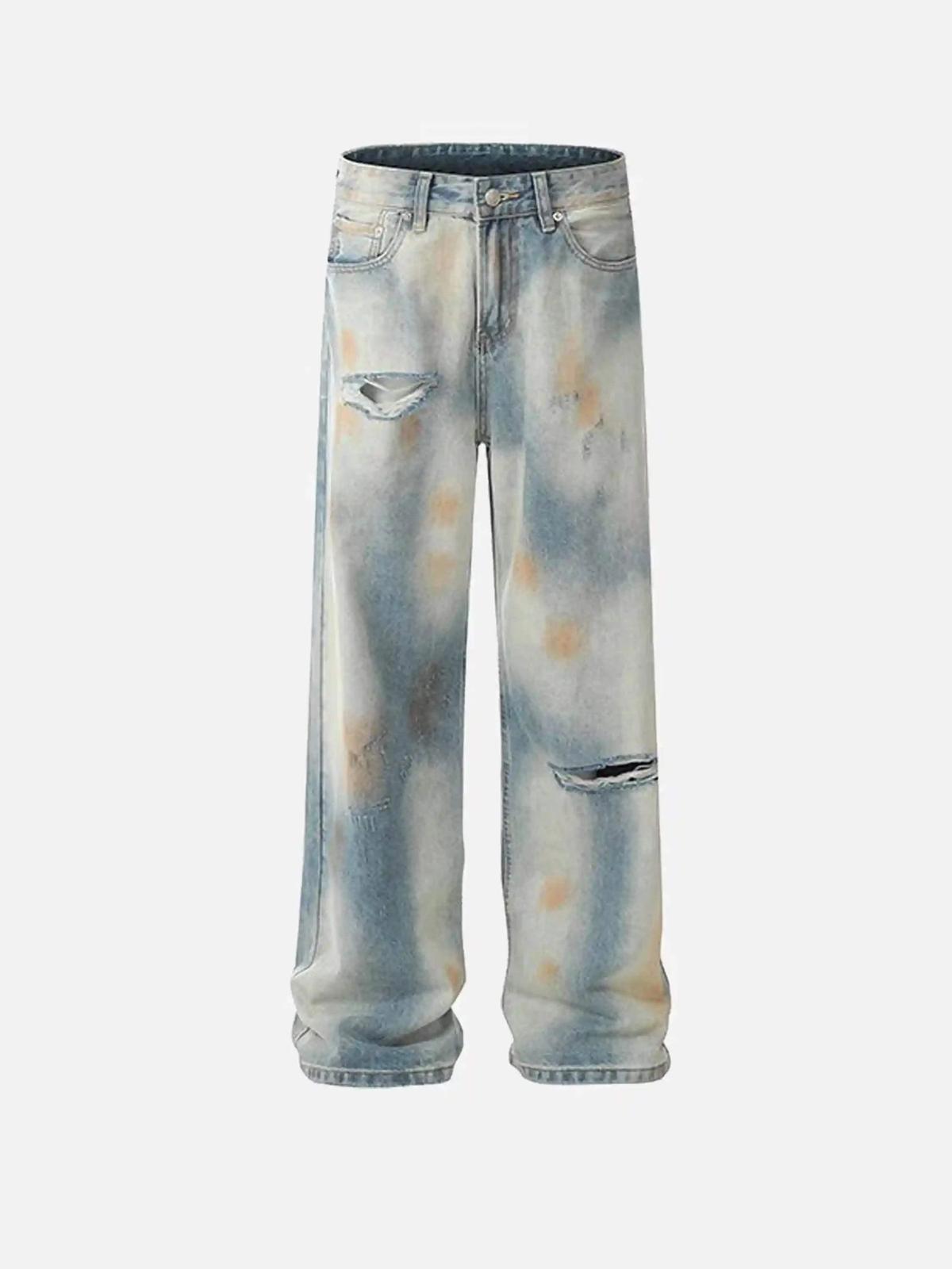 Concert Outfit Street Distressed Industrial Style Straight Jeans
