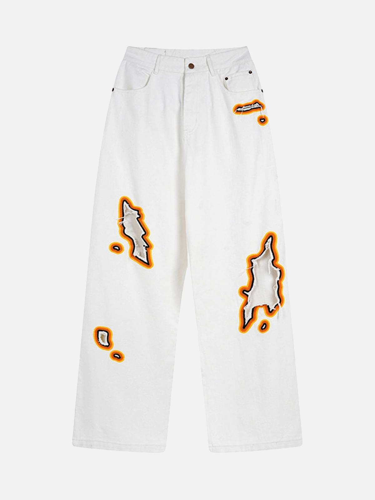 Concert Outfit Street Flame Towel Embroidered Jeans