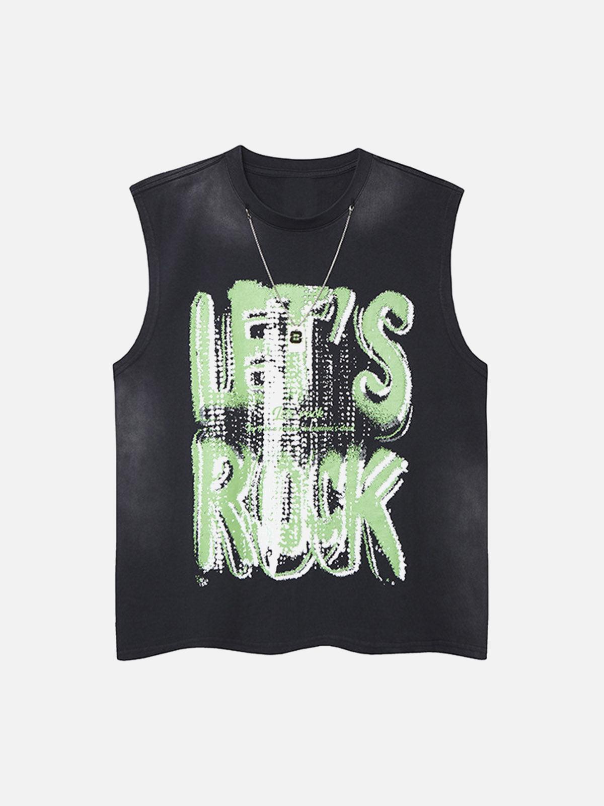Concert Outfit Street Graphic Spray Print Necklace T-Shirt