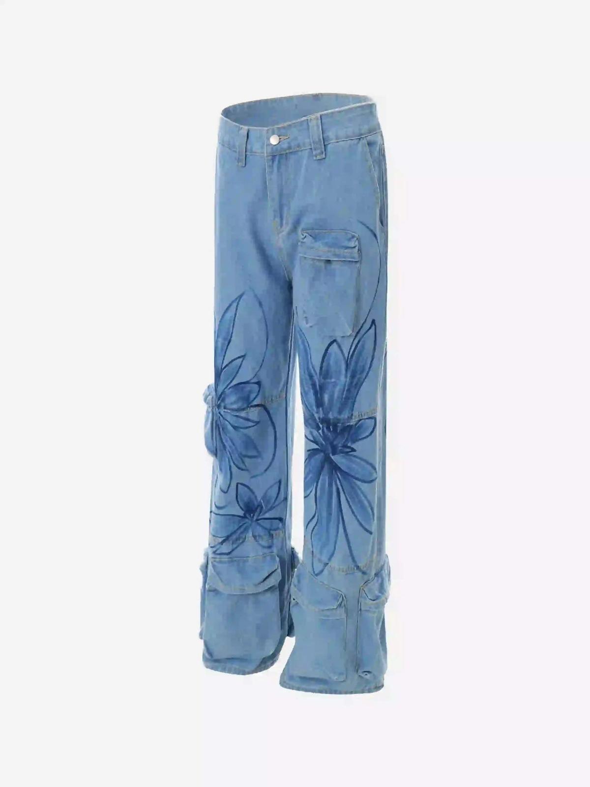 Concert Outfit Street Hand-Painted Graffiti Wide-Leg Jeans