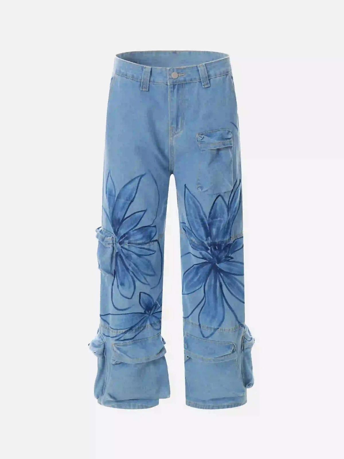 Concert Outfit Street Hand-Painted Graffiti Wide-Leg Jeans