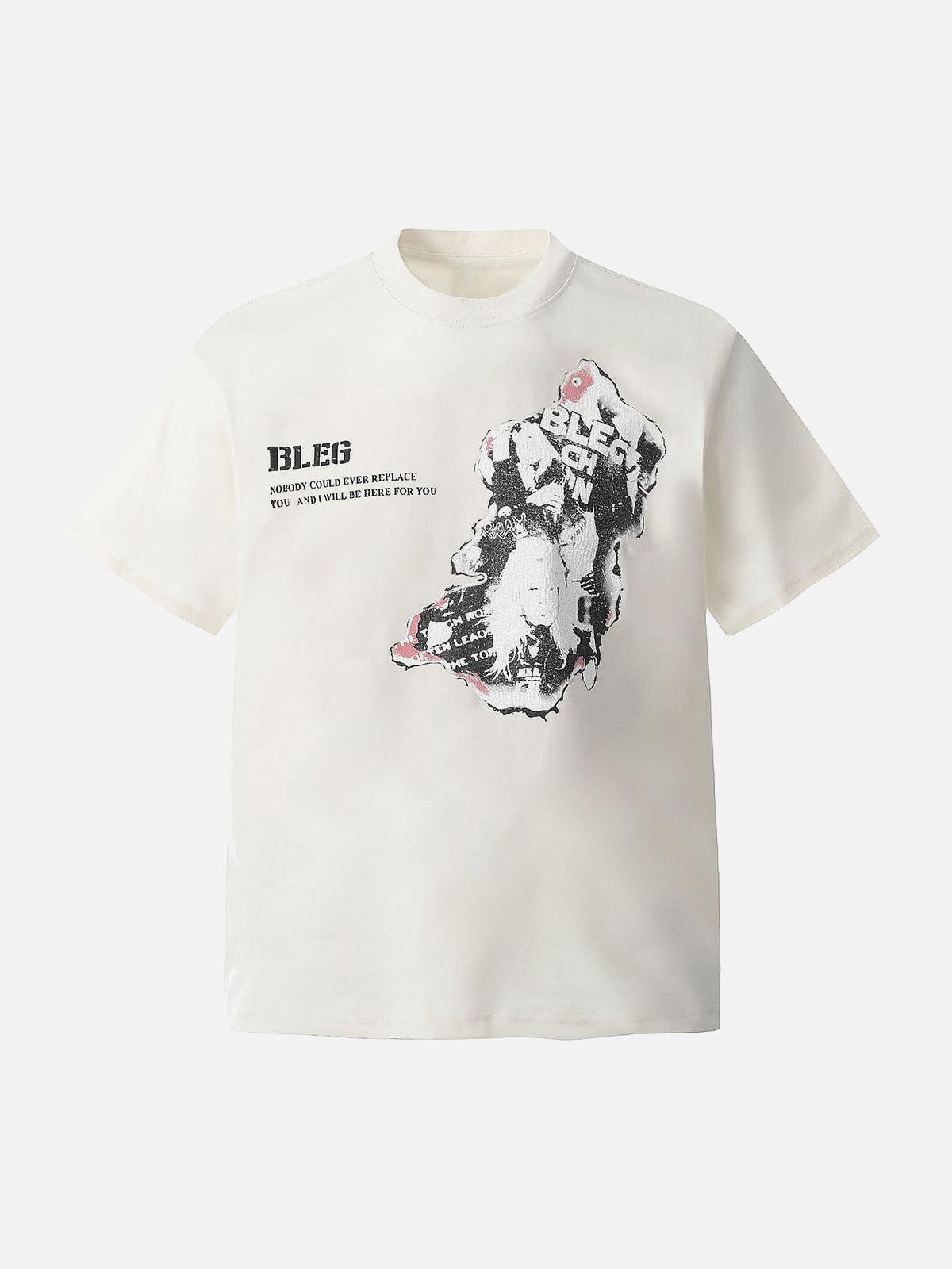 Concert Outfit Street Hip-Hop Portrait Print T-Shirt