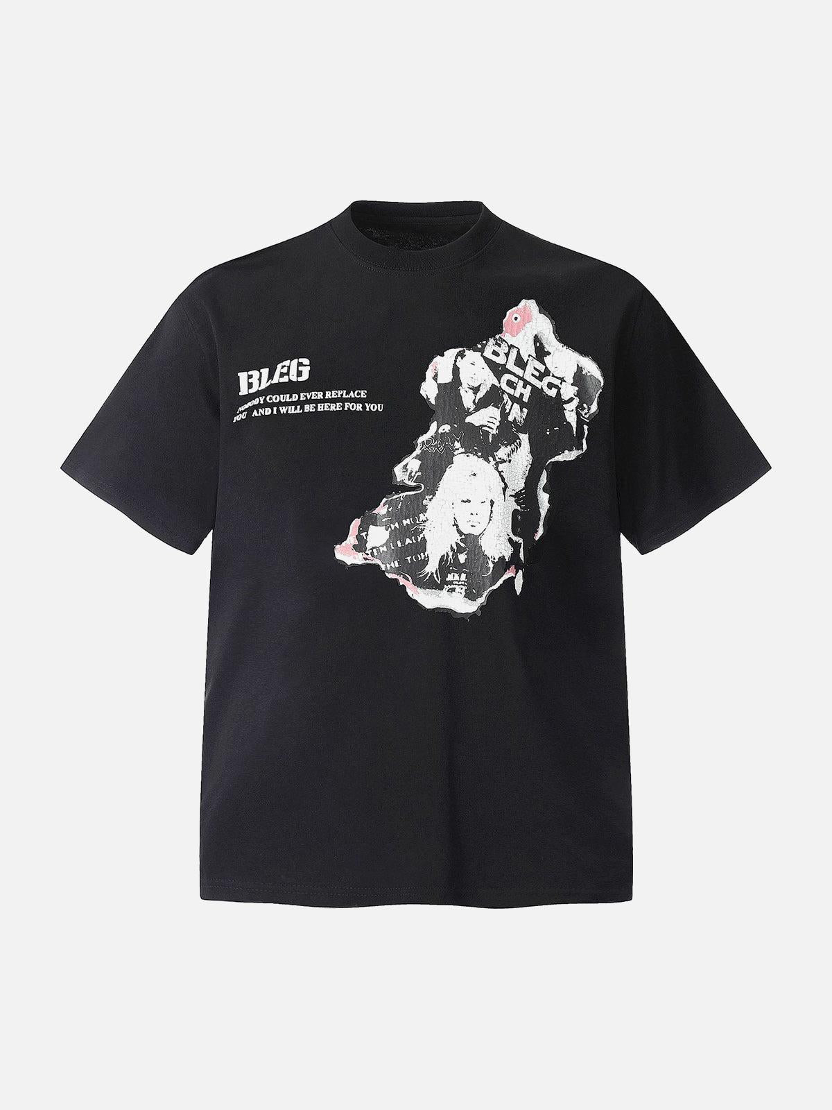 Concert Outfit Street Hip-Hop Portrait Print T-Shirt