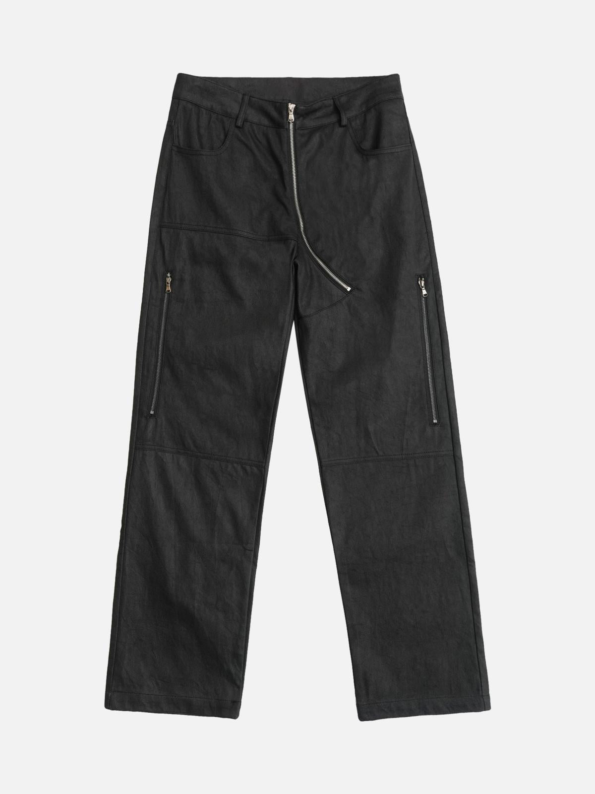 Concert Outfit Street Hip-Hop Structure Zipper Design Washed Jeans