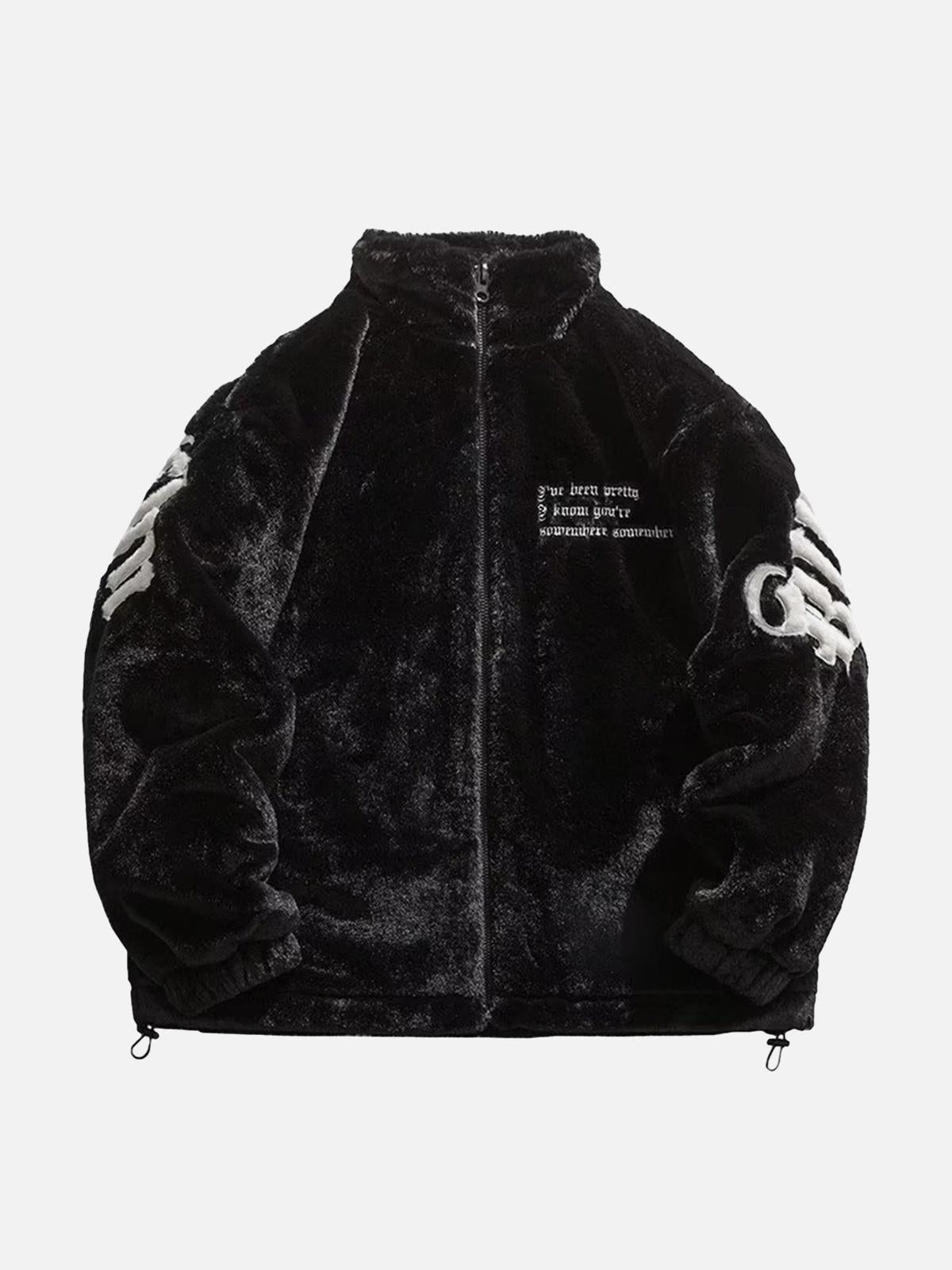 Concert Outfit Street Letter Embroidered Fleece Jacket