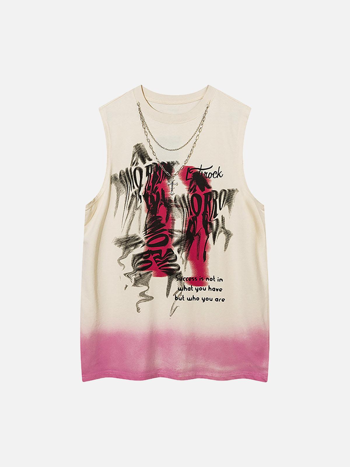 Concert Outfit Street Necklace Graffiti Spray-Painted Vest