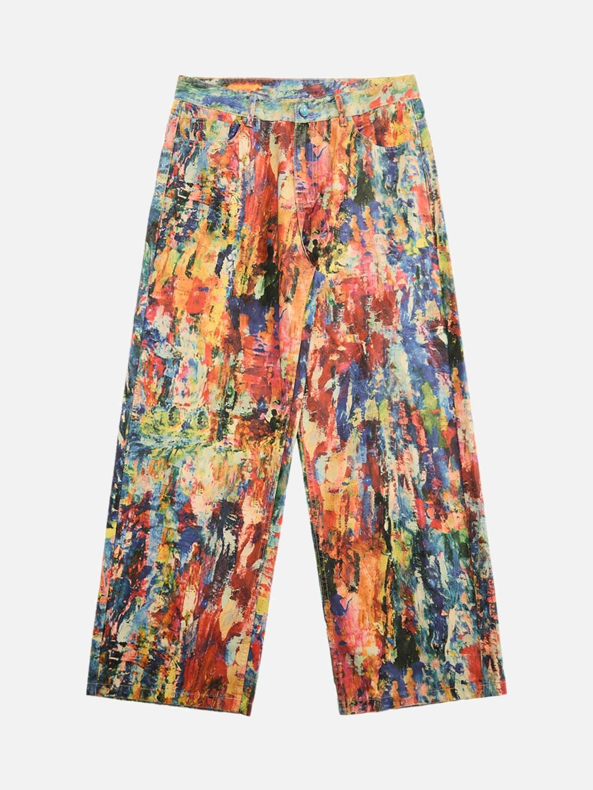 Concert Outfit Street Oil Painting Color Straight Jeans
