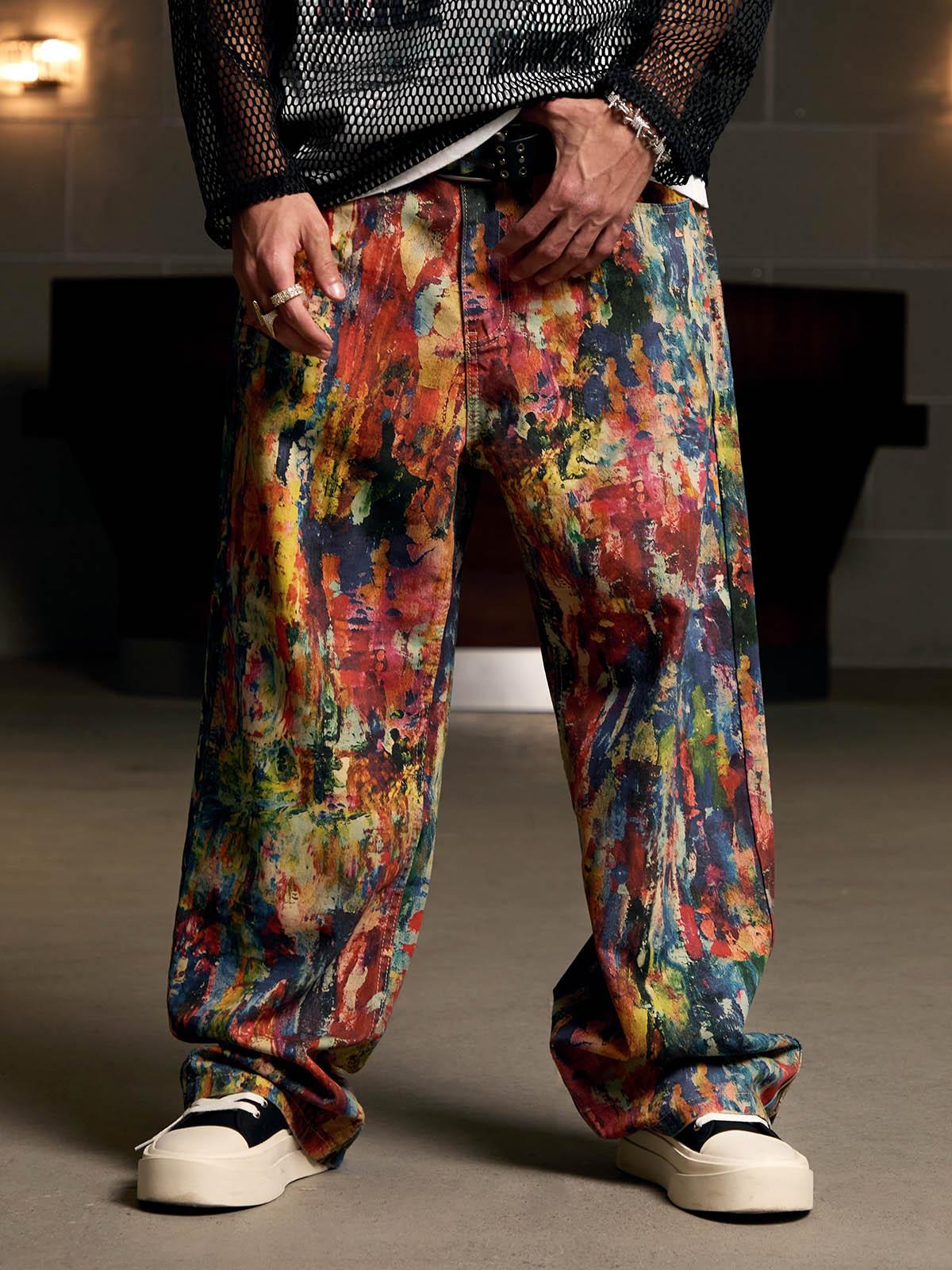 Concert Outfit Street Oil Painting Color Straight Jeans