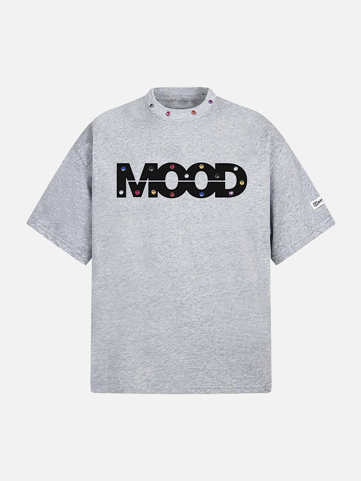 Concert Outfit Street Retro MOOD Patch Embroidered Rivet T-Shirt