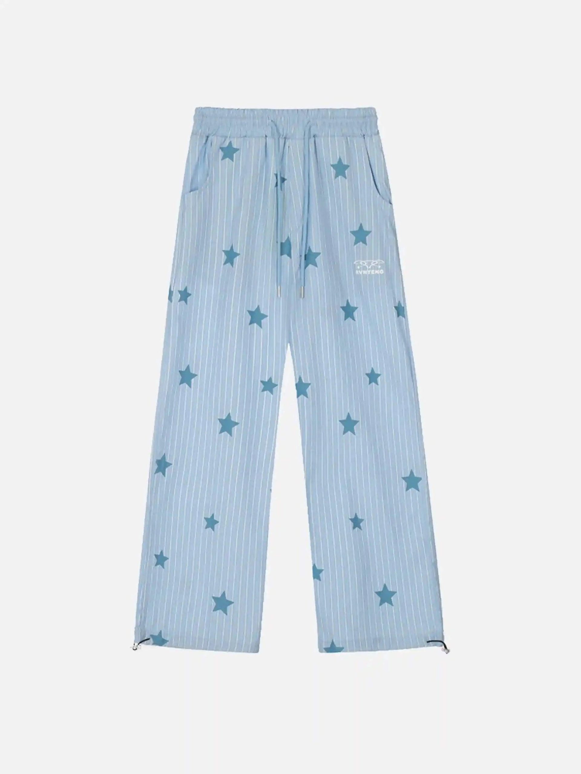 Concert Outfit Street Retro Star Vertical Stripes Trousers