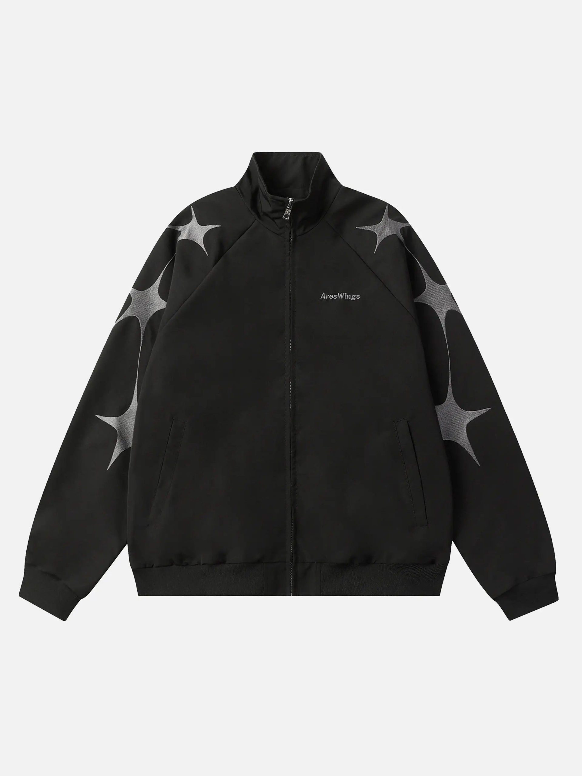 Concert Outfit Street Stars Embroidered Zip-Up Jacket