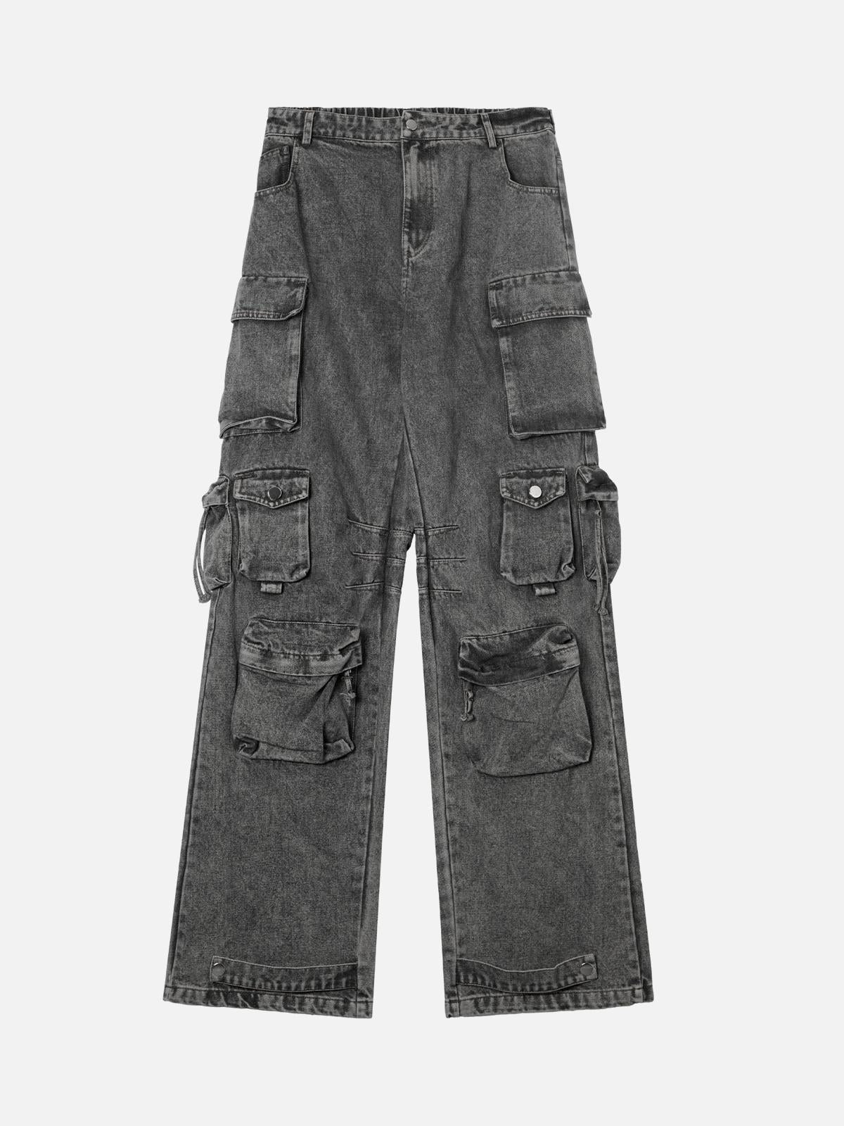 Concert Outfit Street Stitching Multi-Pocket Workwear Washed Jeans