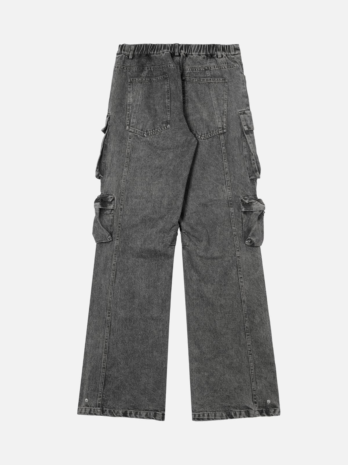 Concert Outfit Street Stitching Multi-Pocket Workwear Washed Jeans