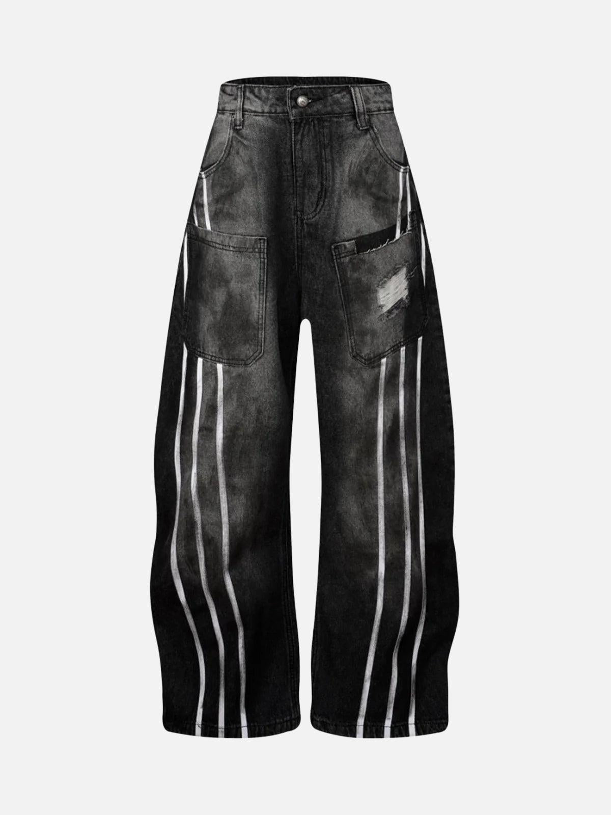 Concert Outfit Street Stripe Dirty Dye Barrel Jeans