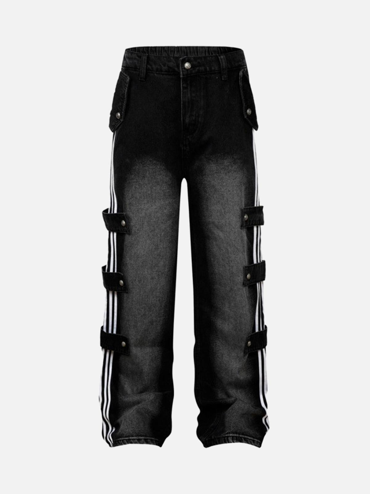 Concert Outfit Street Stripe Paneled Work Jeans
