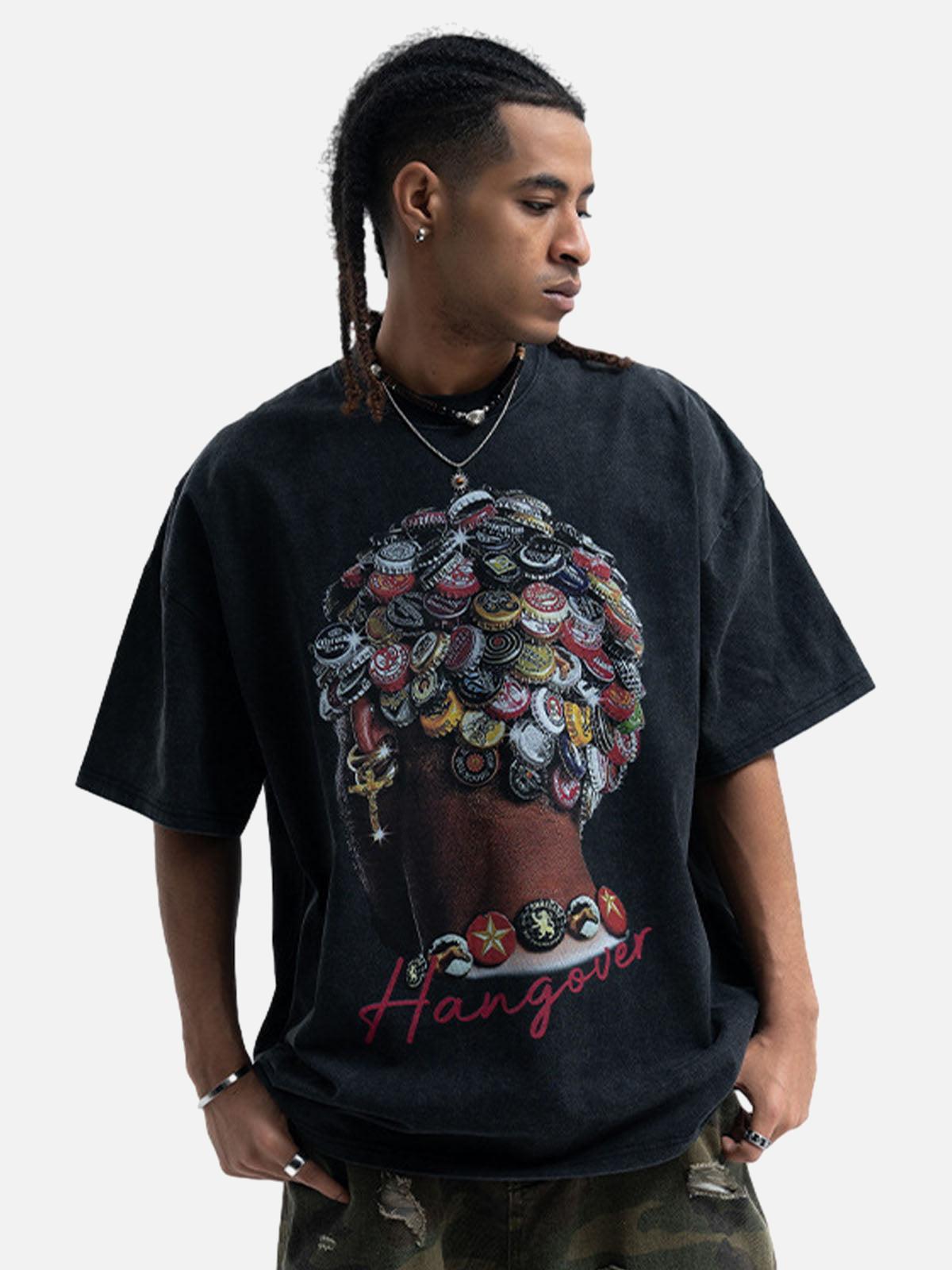 Concert Outfit Street Washed Portrait Print T-Shirt