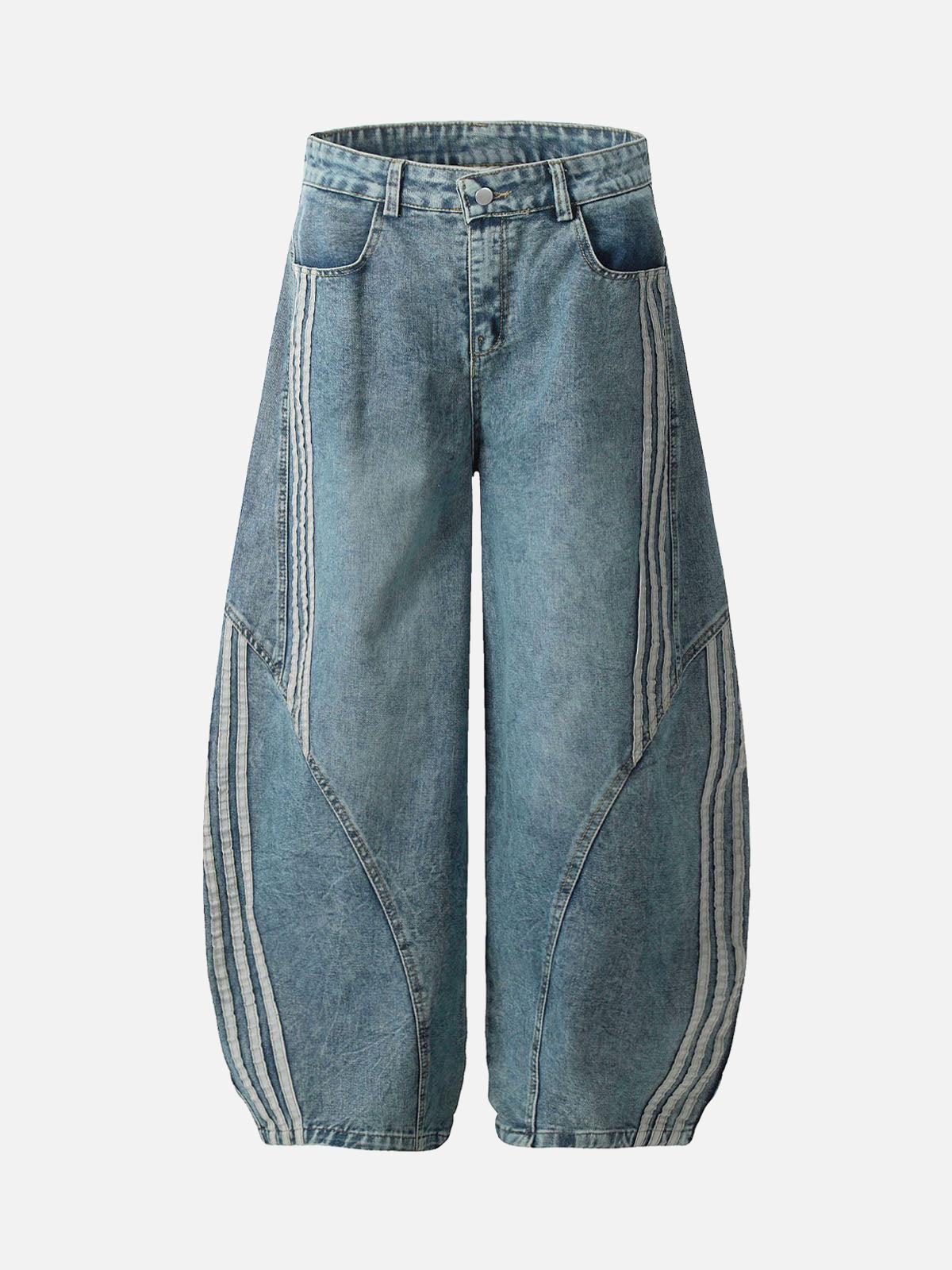 Concert Outfit Striped Stitching Barrel Jeans