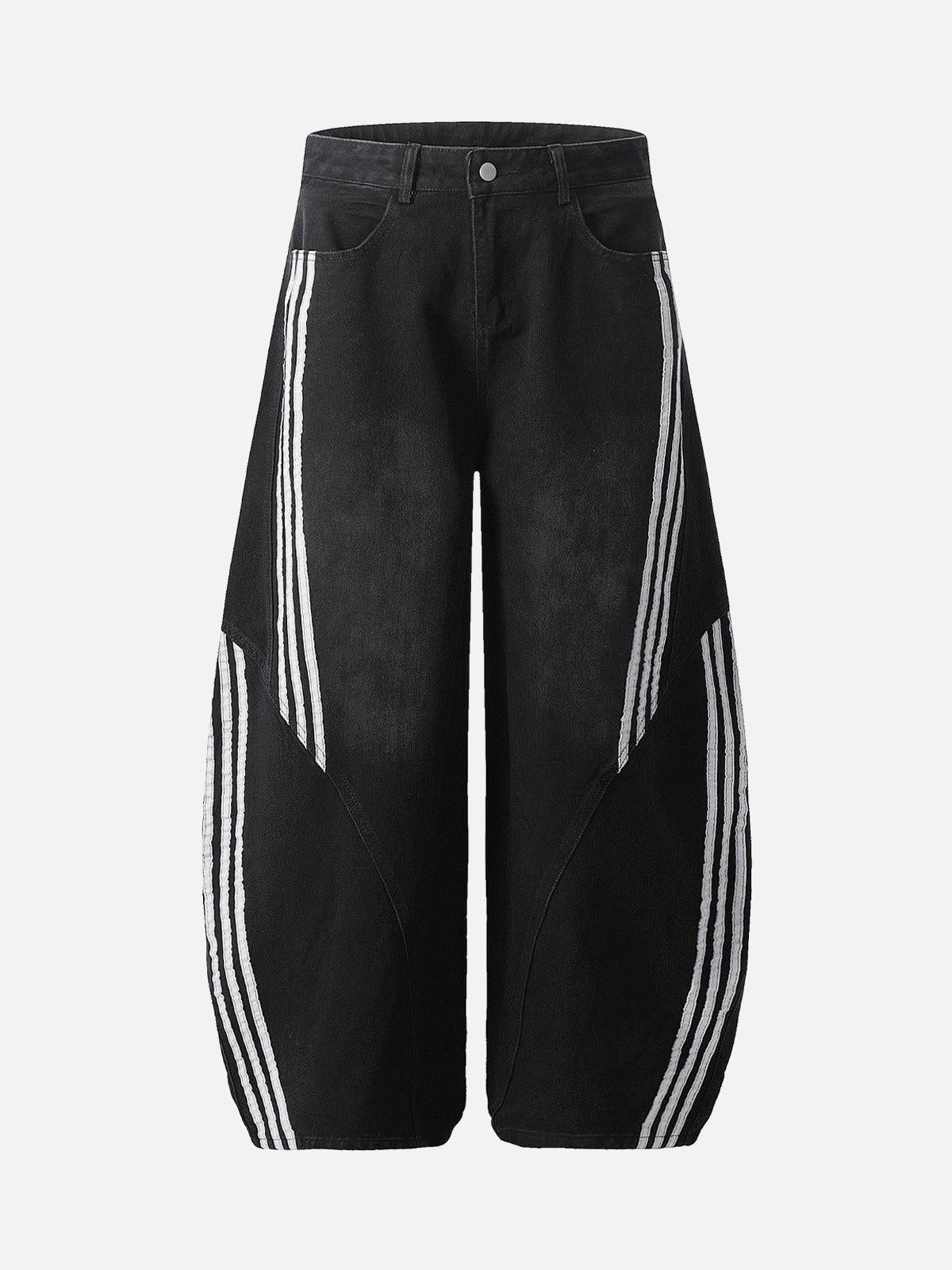Concert Outfit Striped Stitching Barrel Jeans