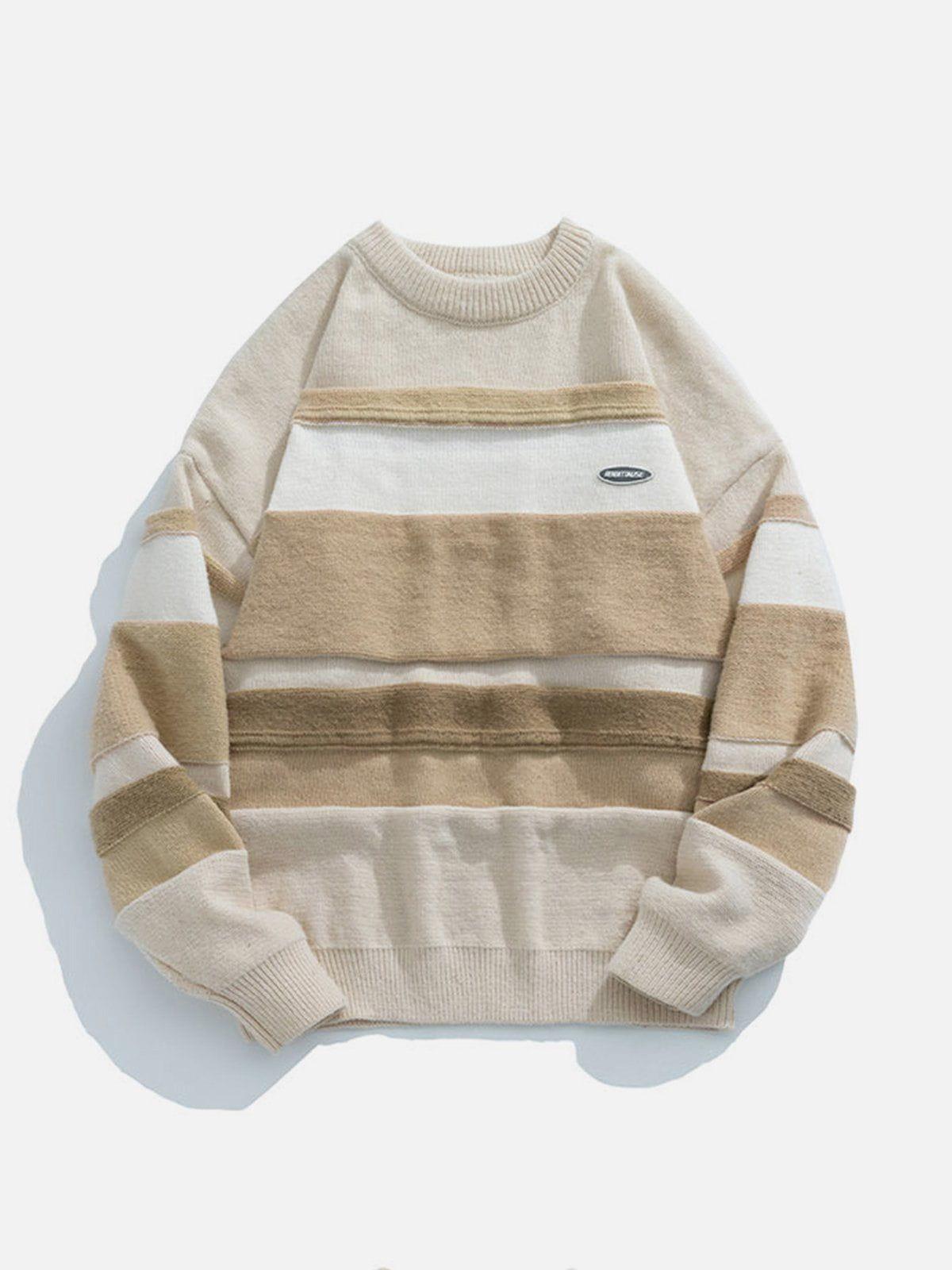 Concert Outfit Stripes Splicing Sweater