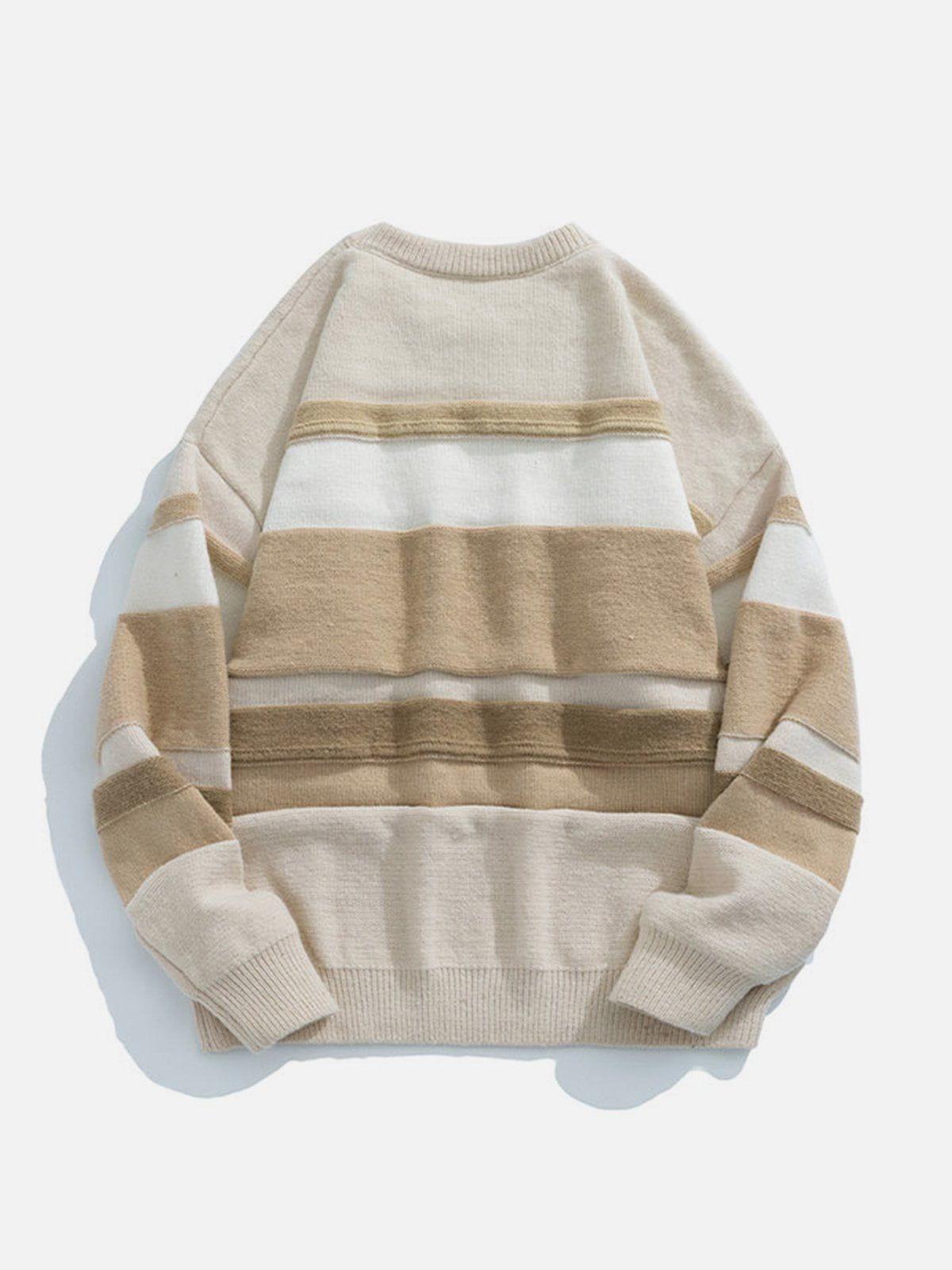 Concert Outfit Stripes Splicing Sweater