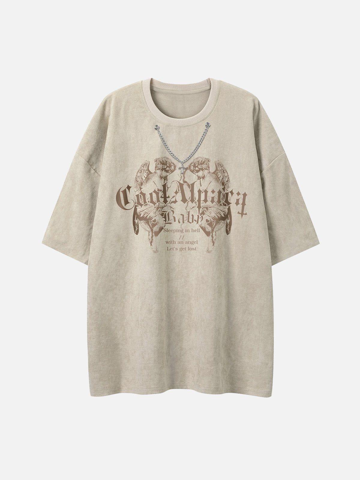 Concert Outfit Suede Angel Print Tee