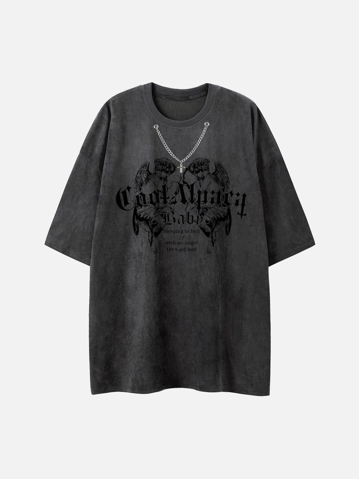 Concert Outfit Suede Angel Print Tee
