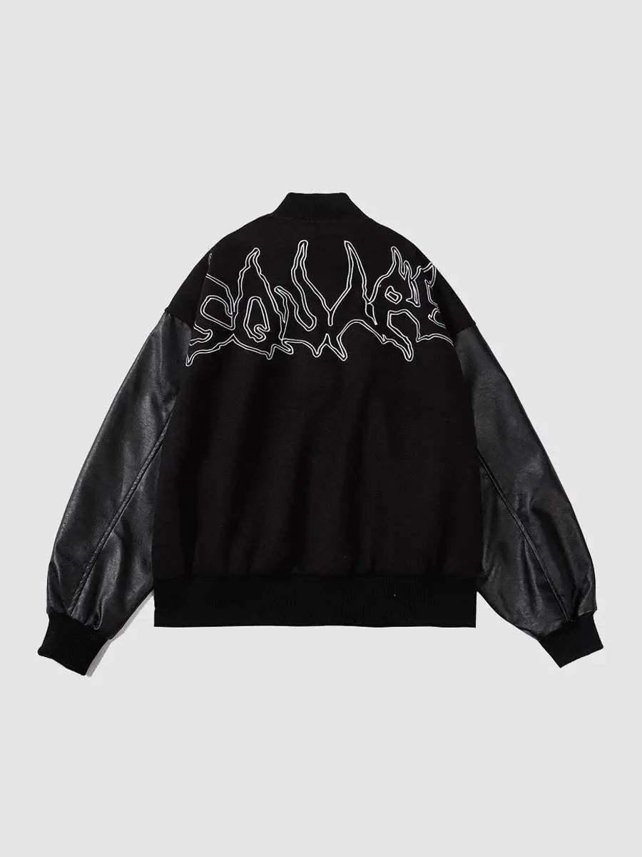 Concert Outfit Symbol Embroidery PU Leather Racing Jacket