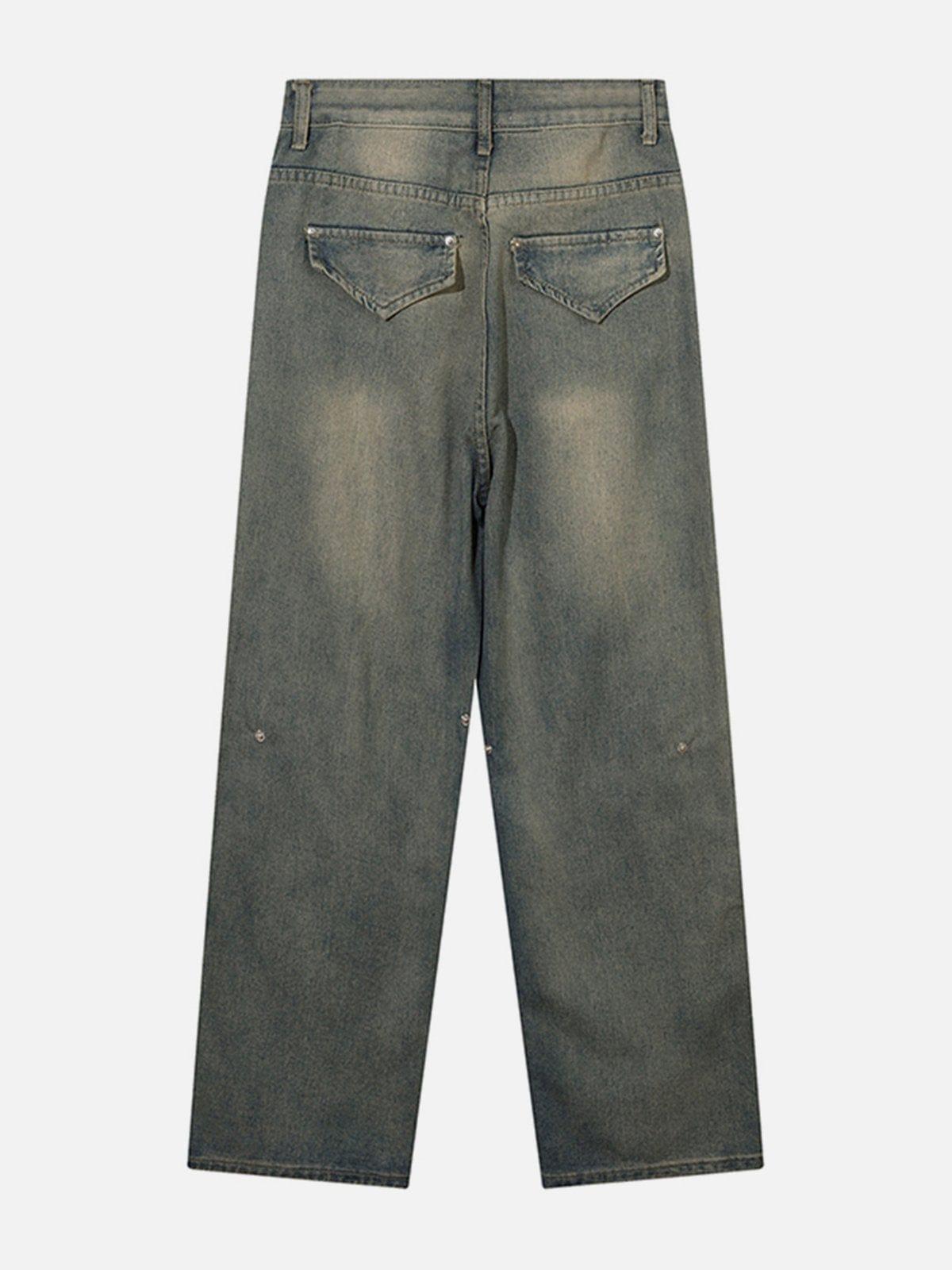 Concert Outfit Symmetrical Panel Button-Down Jeans
