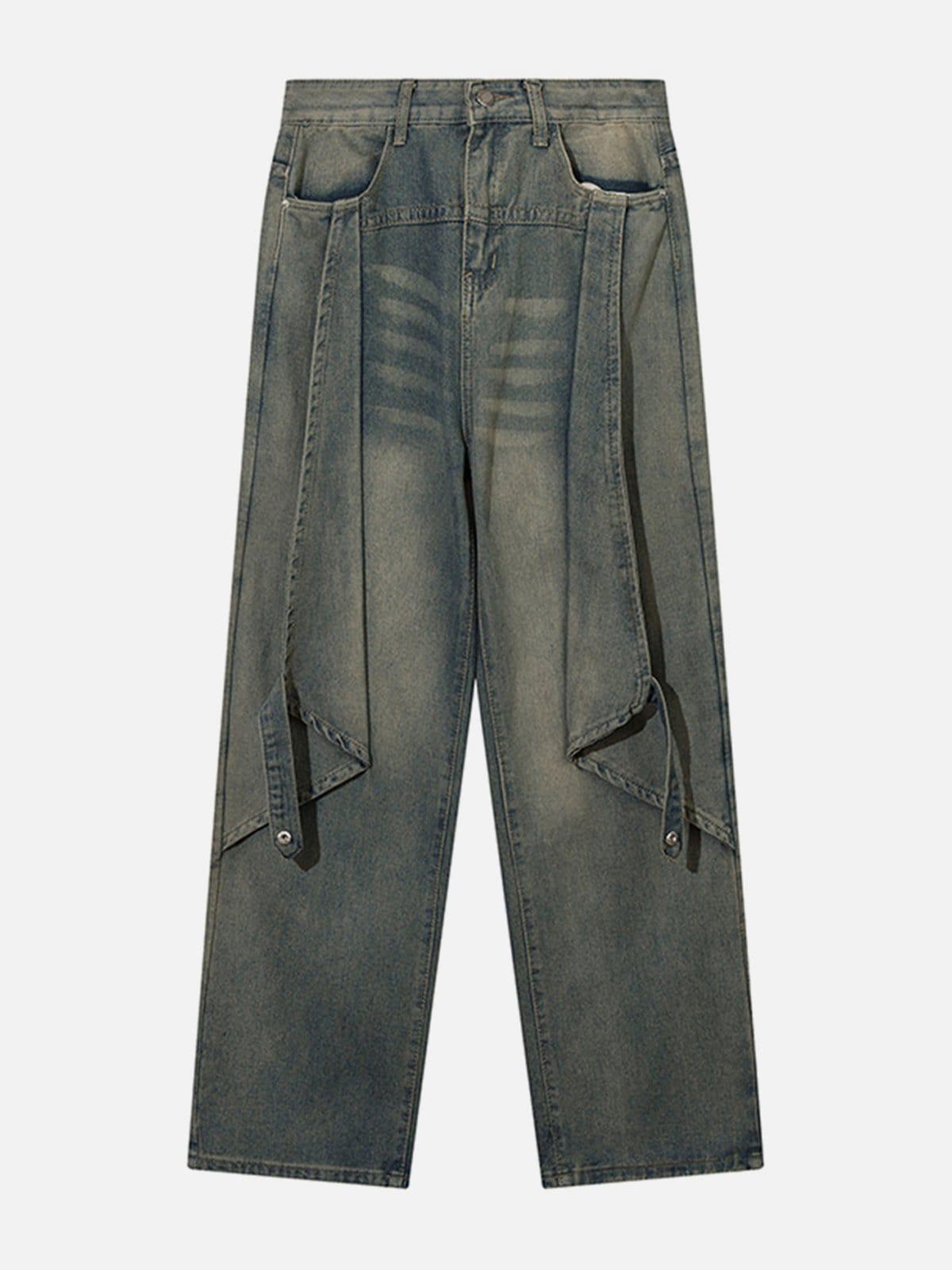 Concert Outfit Symmetrical Panel Button-Down Jeans